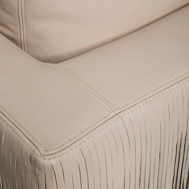 Egoli Leather Swivel Chair in Cream-Stone Leather