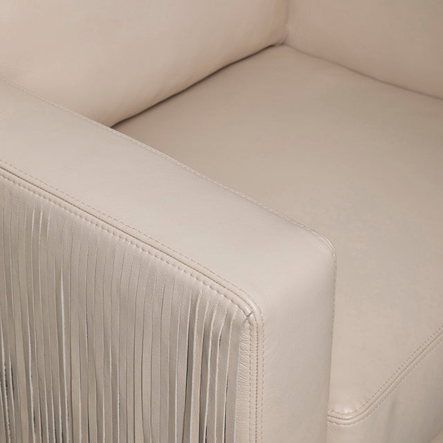 Egoli Leather Swivel Chair in Cream-Stone Leather
