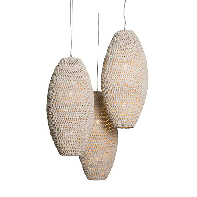 3-Crocheted Leather Pod Cluster Chandelier