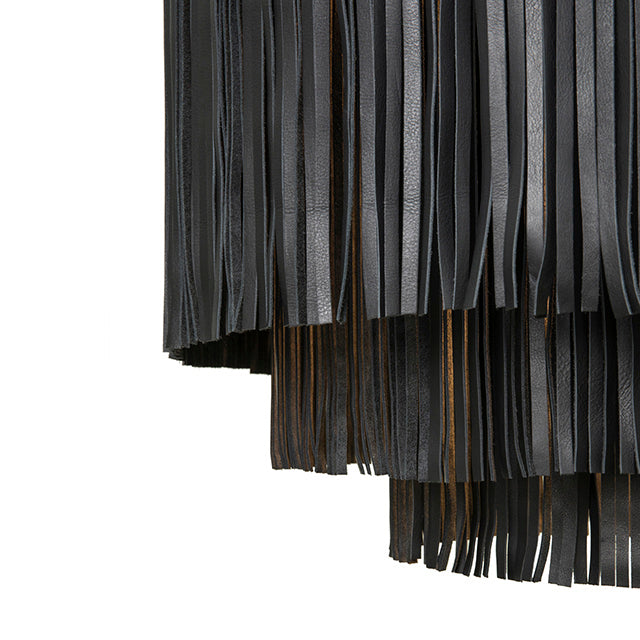Large NeKeia Leather Chandelier in Nickel Finish and Premium Leather