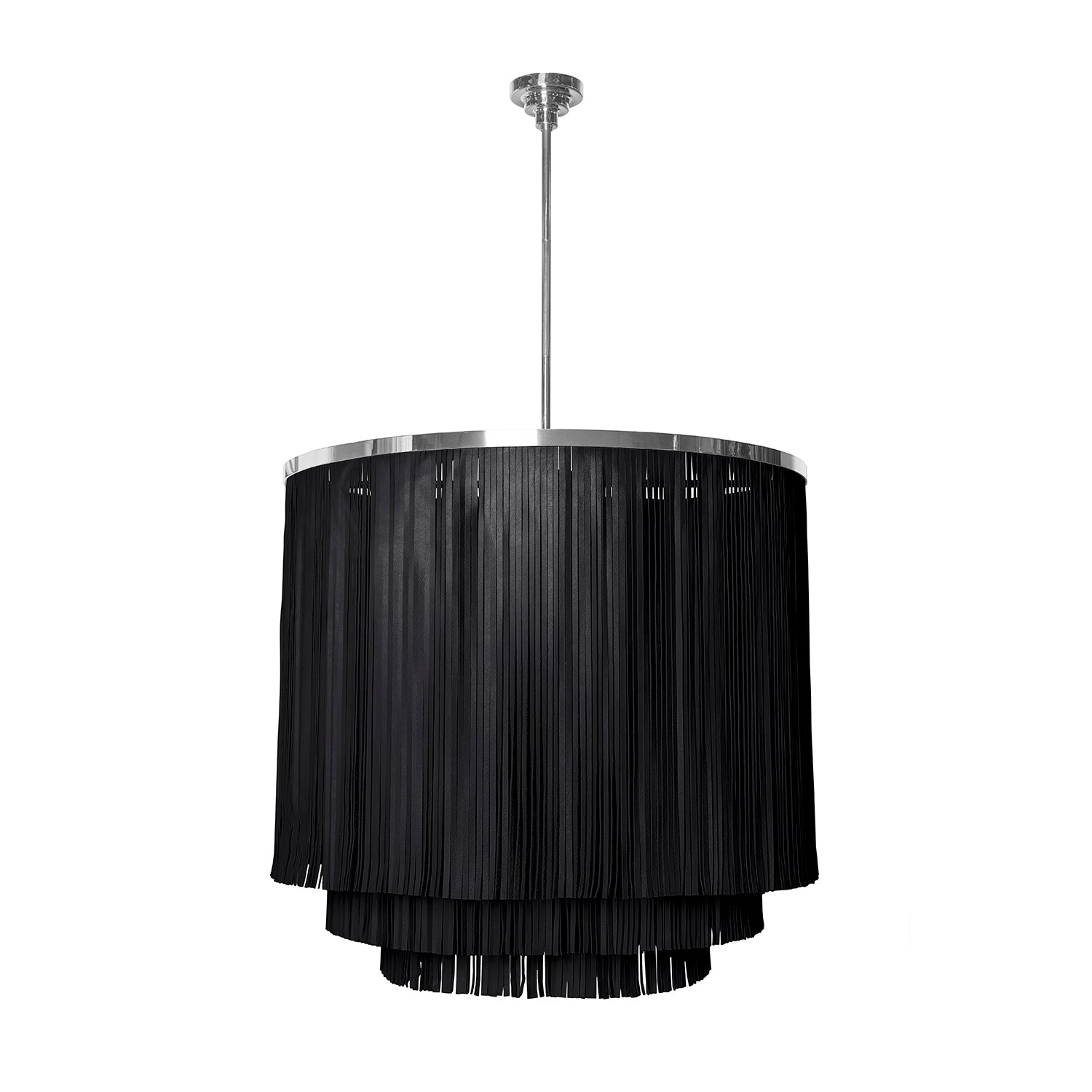 Large NeKeia Leather Chandelier in Nickel Finish