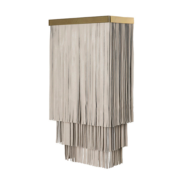 Ndidi Wall Sconce - Brass - Cream-Stone Leather