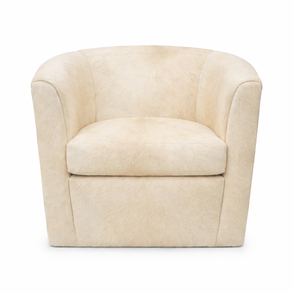 Cream Cow Hide Tub Chair