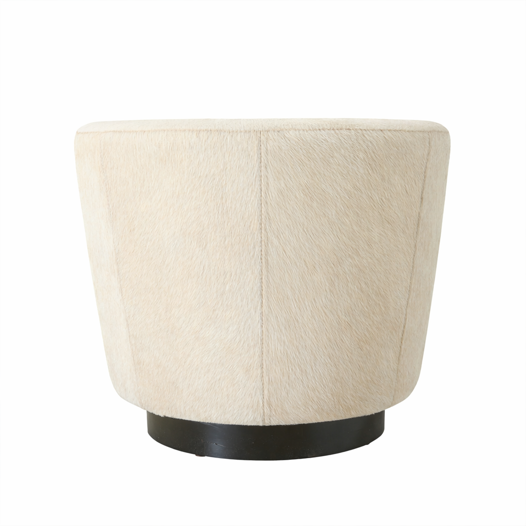 Cream Cow Hide Swivel Chair