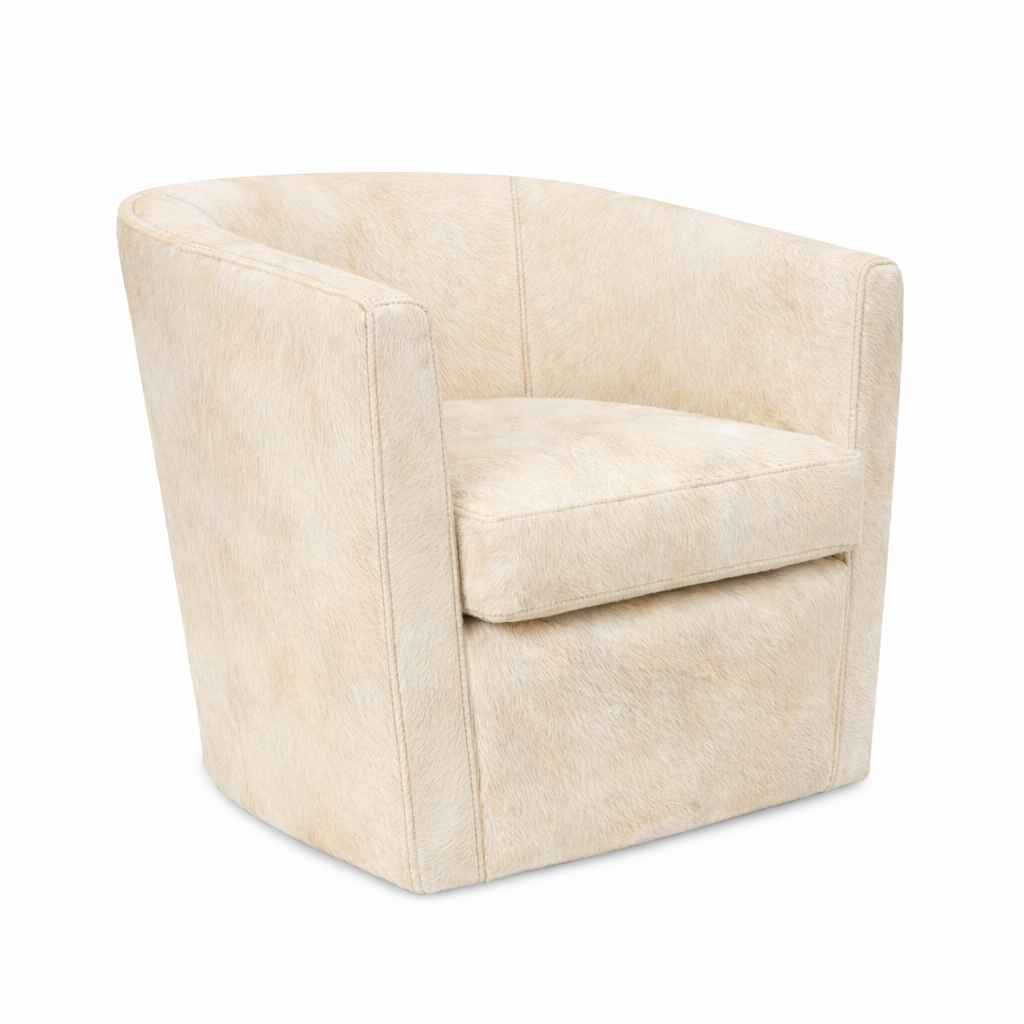 Cream Cow Hide Tub Chair