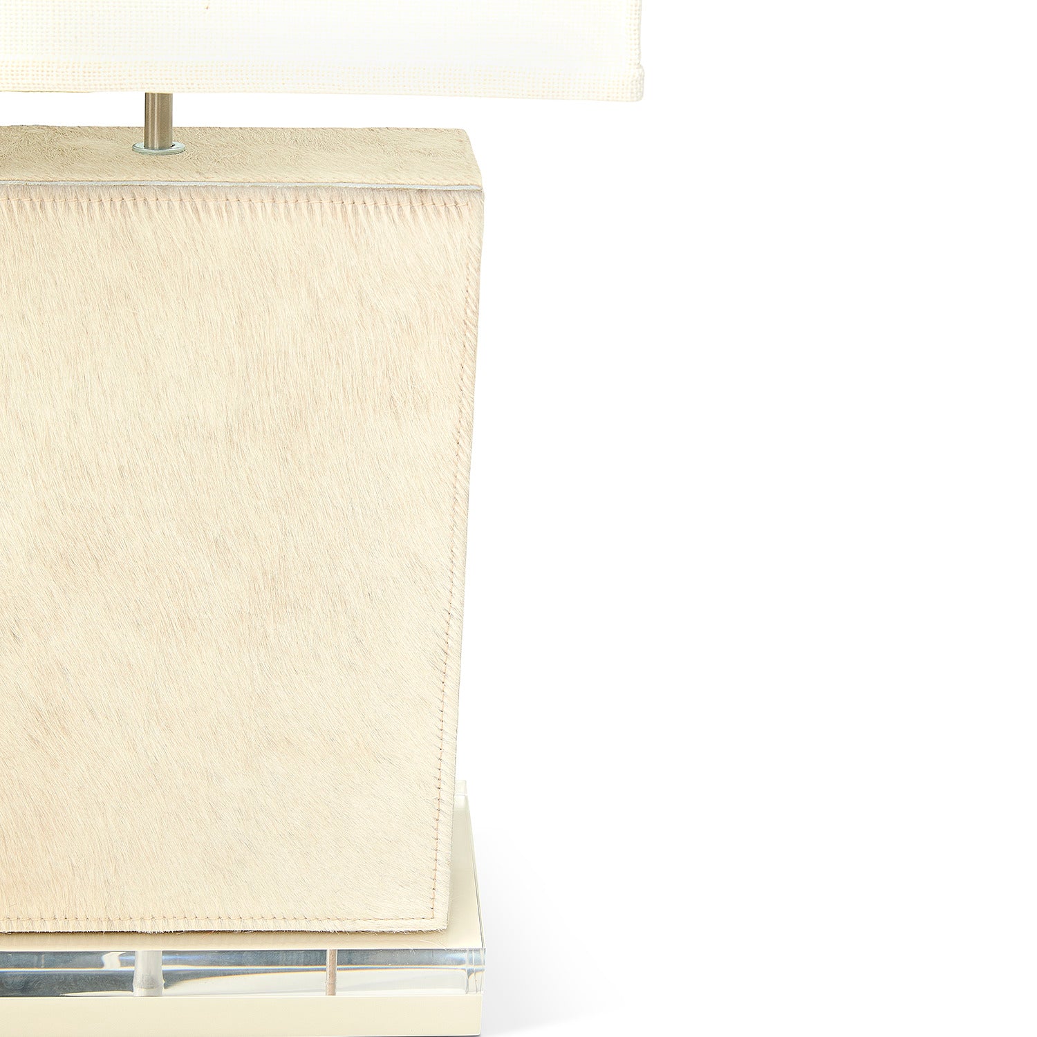 Marula Cream Cow Hide Block Lamp