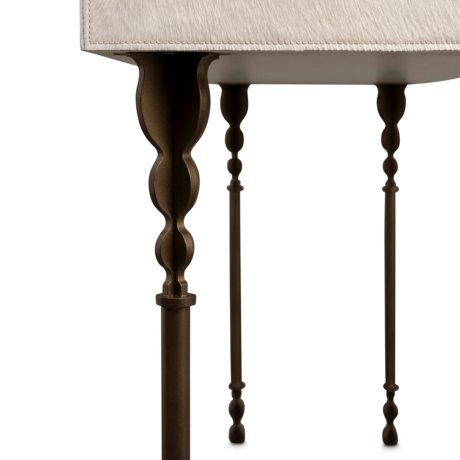 Nguni Cream Cow Hide Console Table - Large