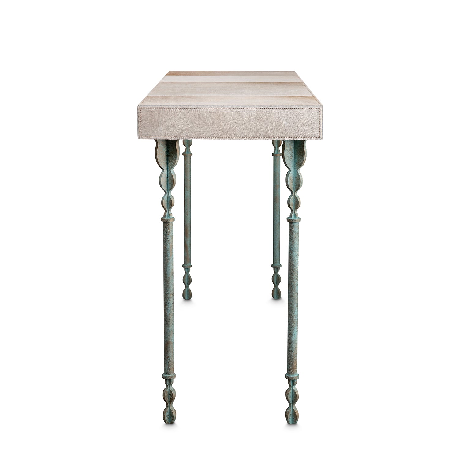 Nguni Cream Cow Hide Console Table - Large