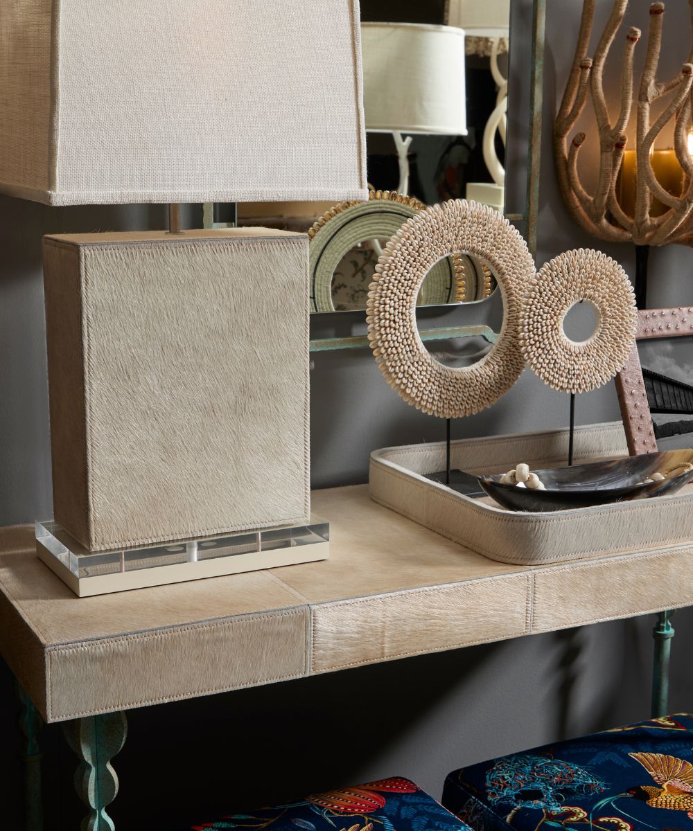 Nguni Cream Cow Hide Console Table - Small