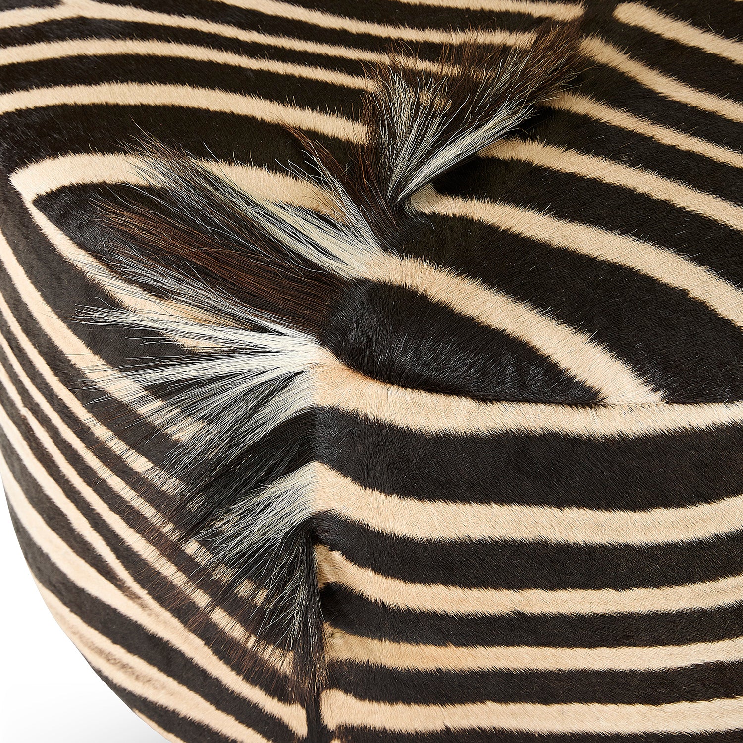 Large Round Zebra Hide Ottoman