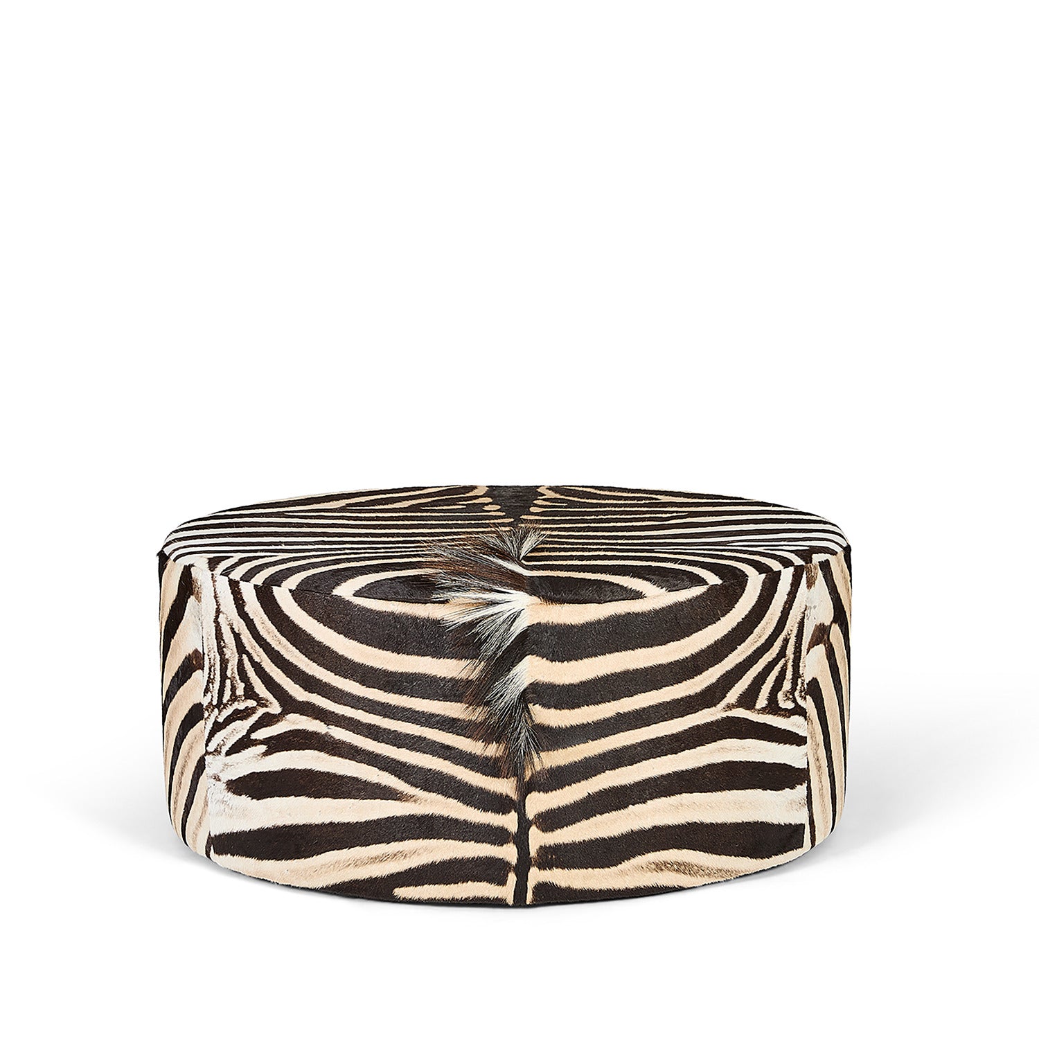 Large Round Zebra Hide Ottoman