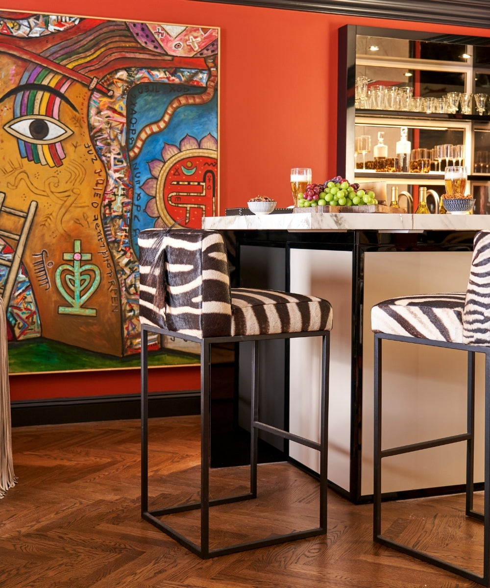 Zebra Hide Bar Stool