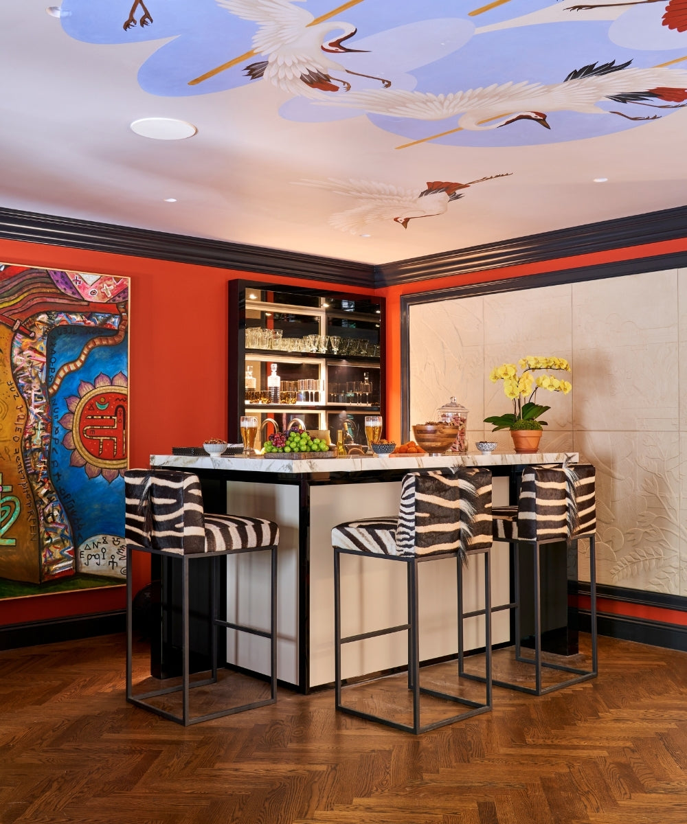 Zebra Hide Bar Stool