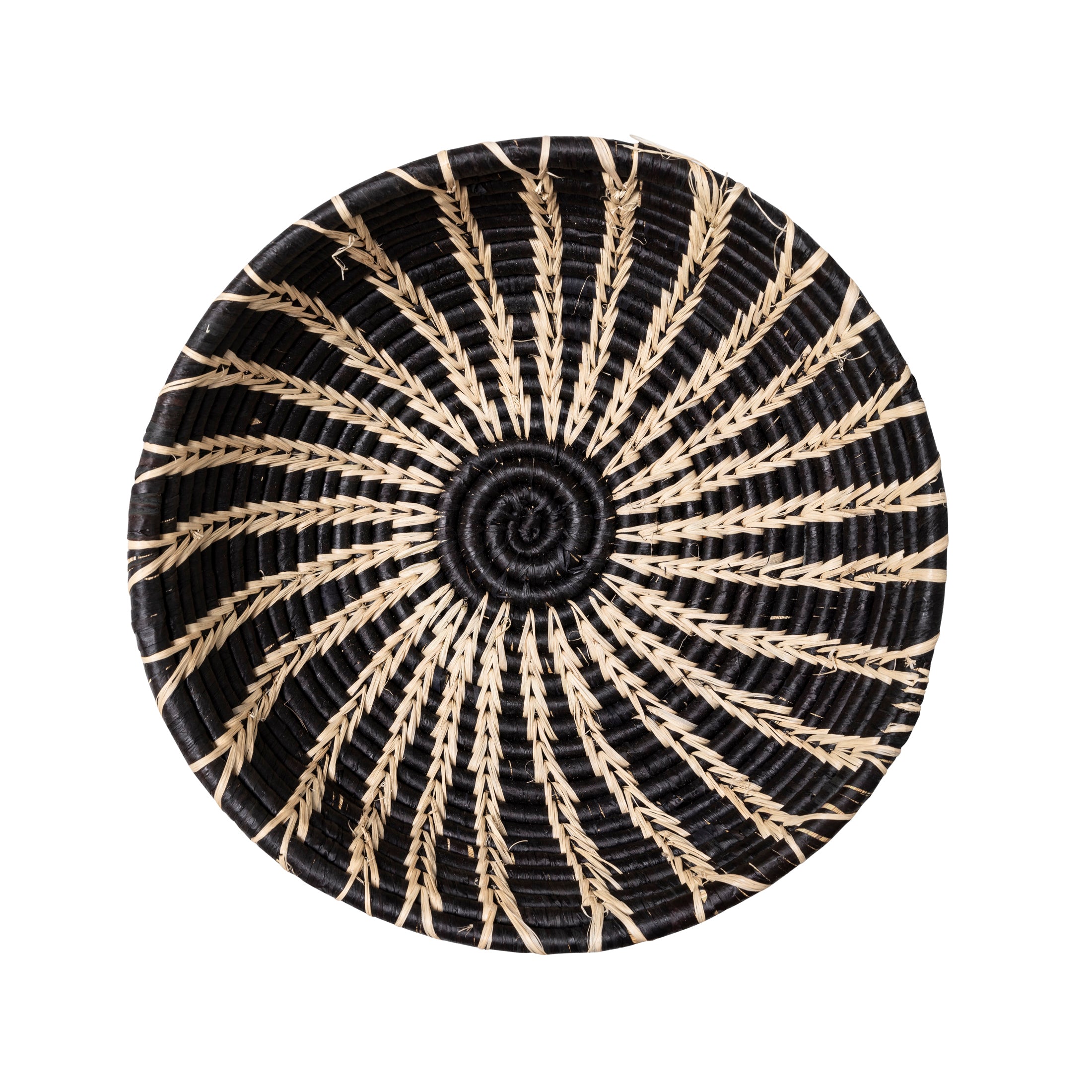 Sun Spiral Raffia Bowl - Black