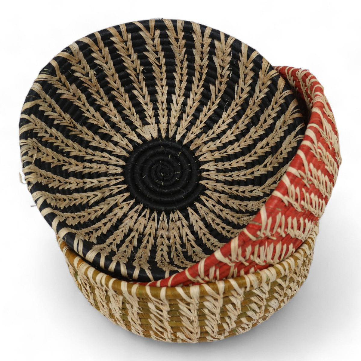 Sun Spiral Raffia Bowl - Black