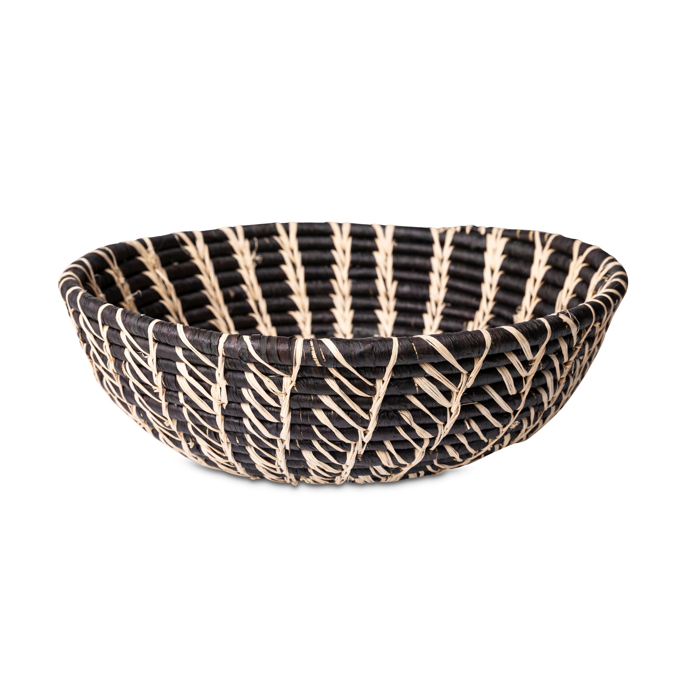 Sun Spiral Raffia Bowl - Black