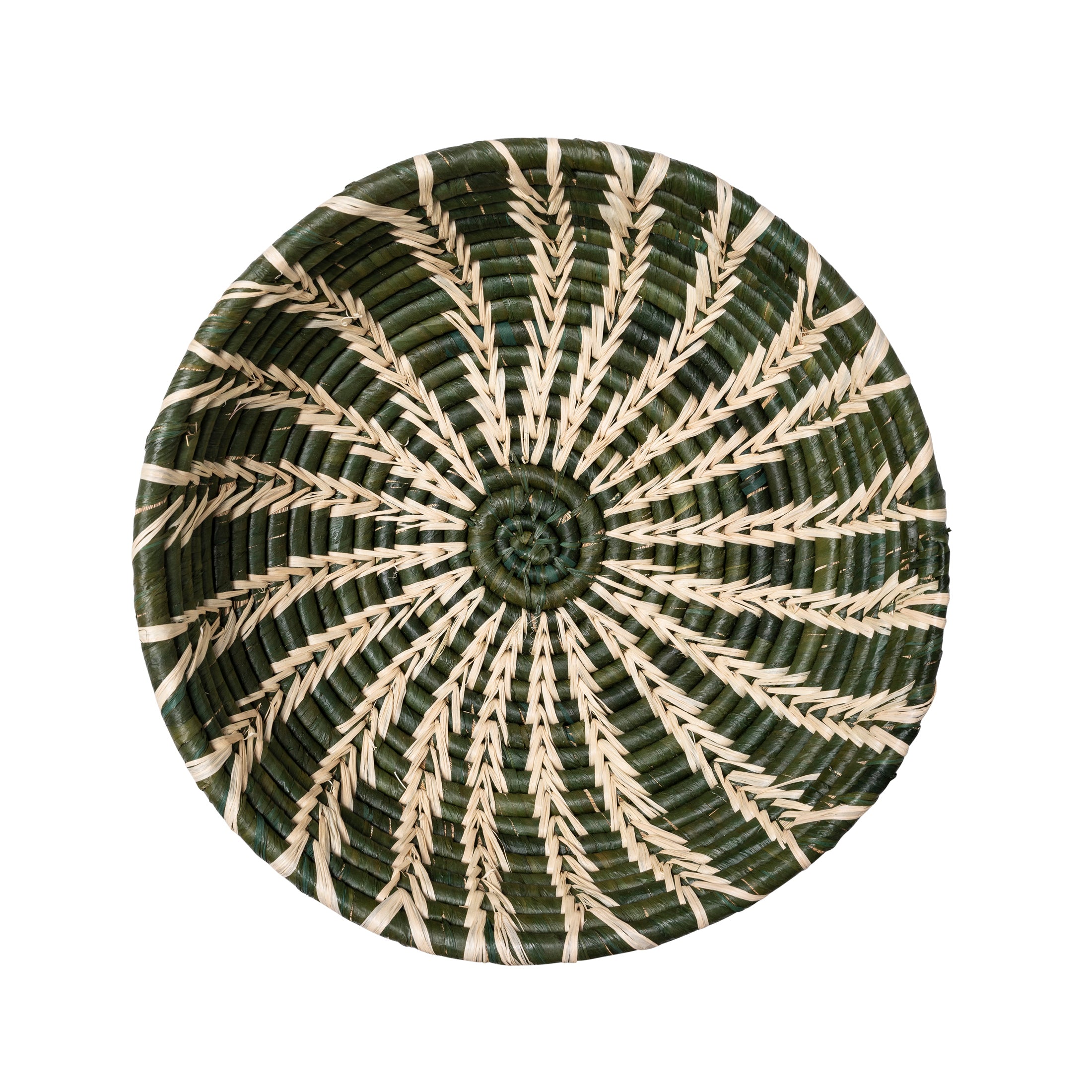 Sun Spiral Raffia Bowl - Green