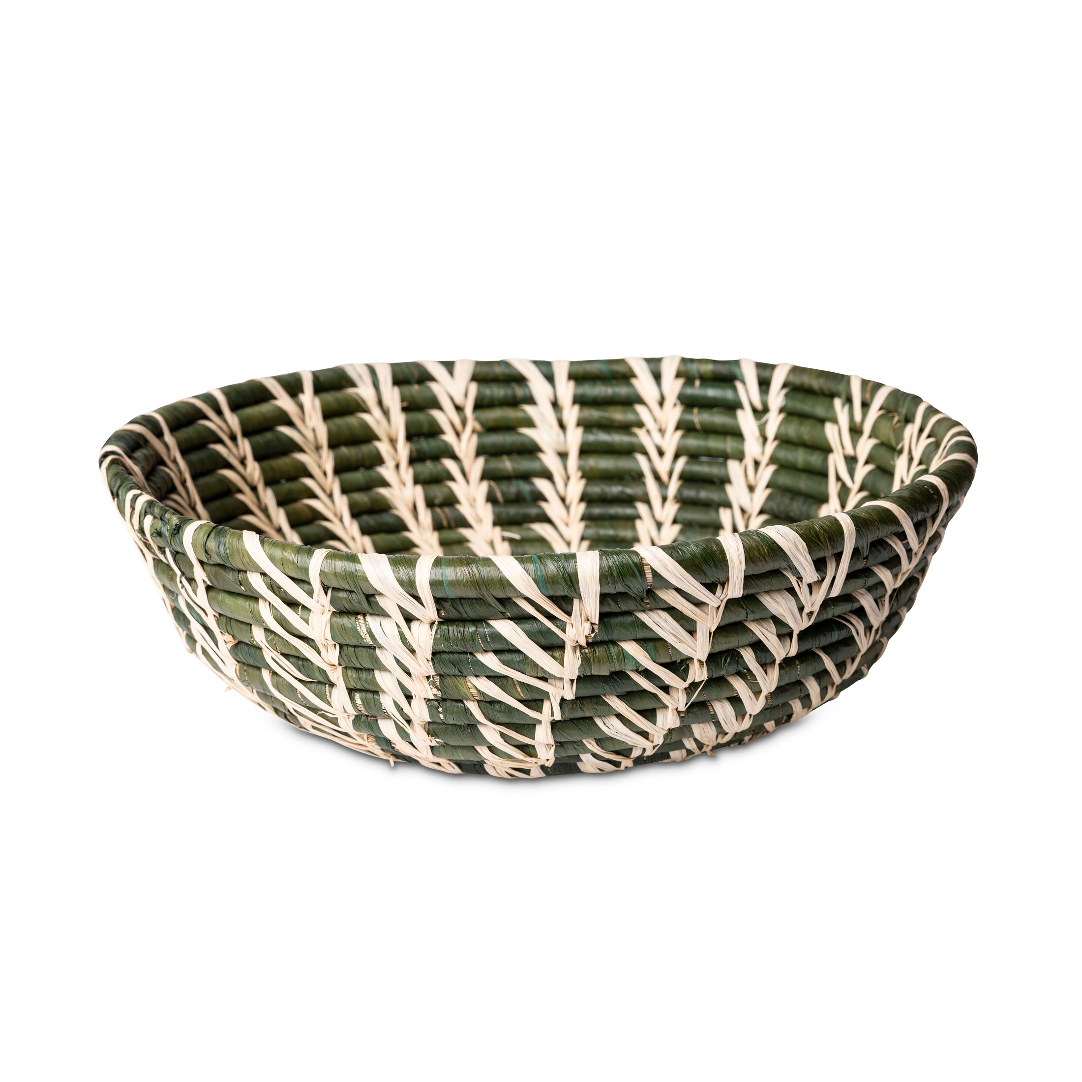 Sun Spiral Raffia Bowl - Green