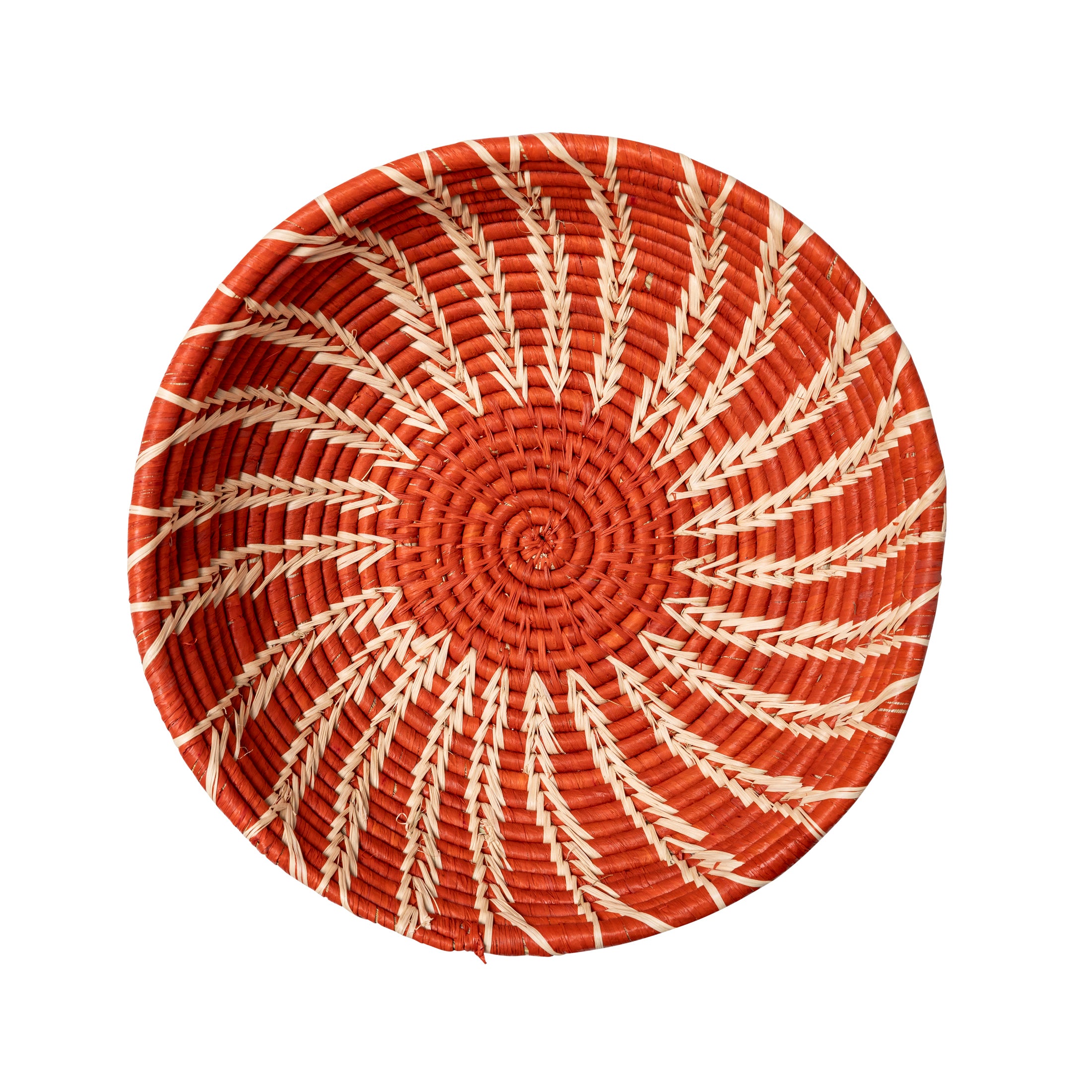 Sun Spiral Raffia Bowl - Terracotta