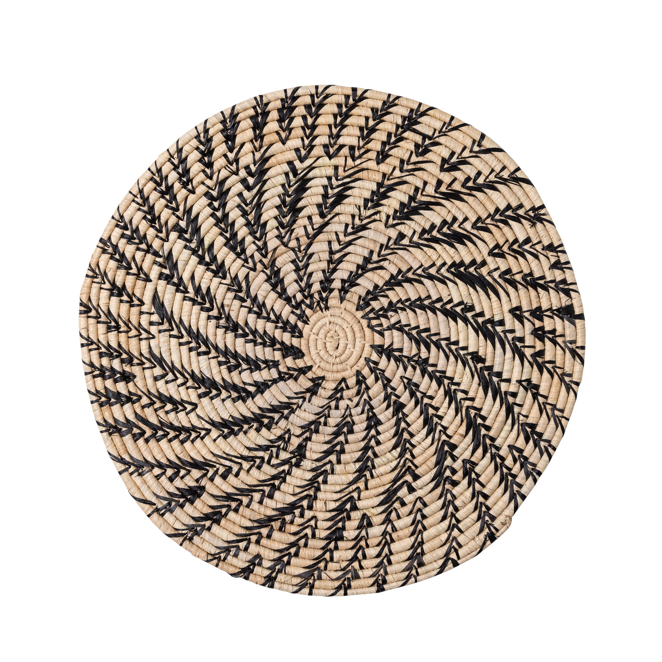 Raffia Placemats - Natural / Black Spiral (S/4)
