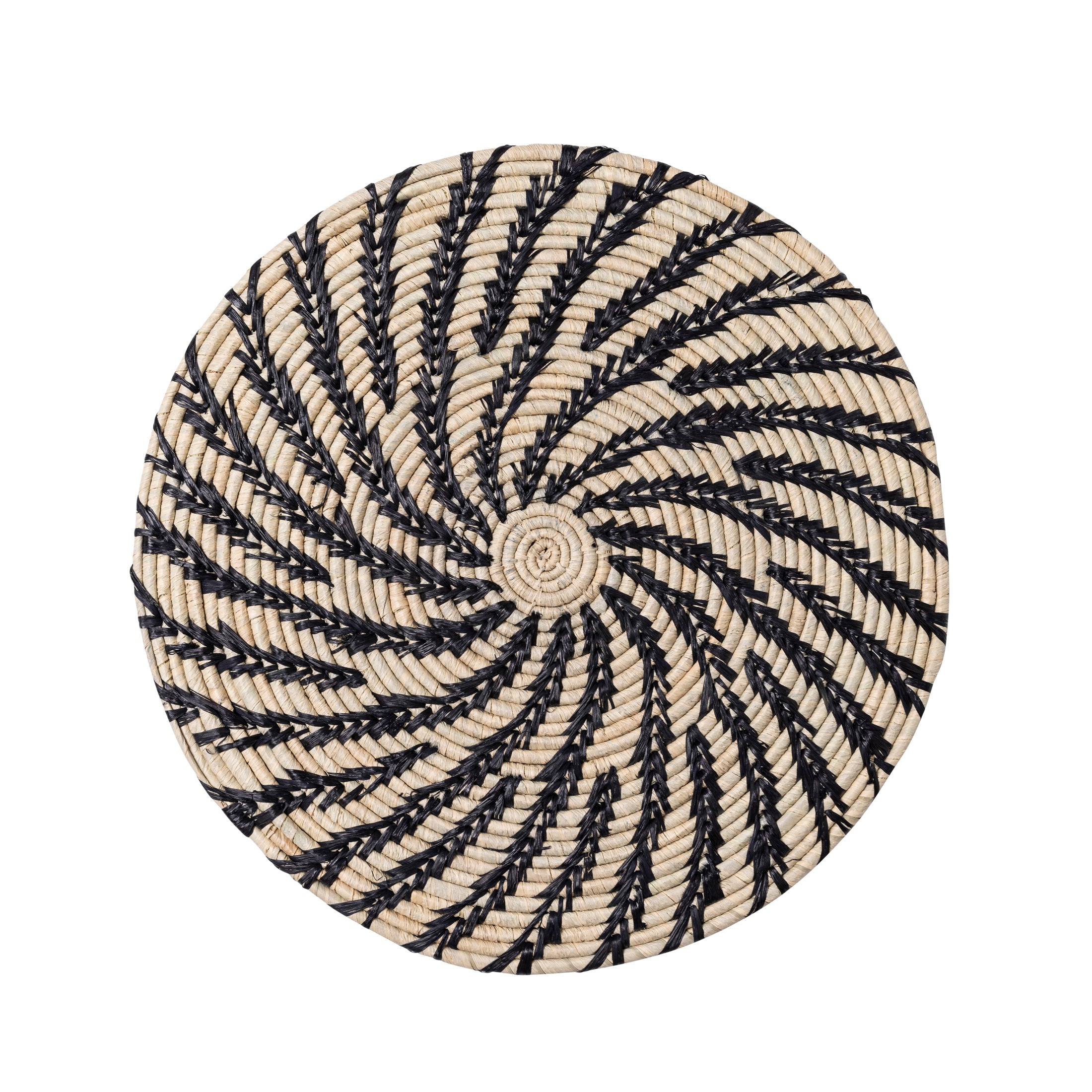 Raffia Placemats - Natural / Black Spiral (S/4)