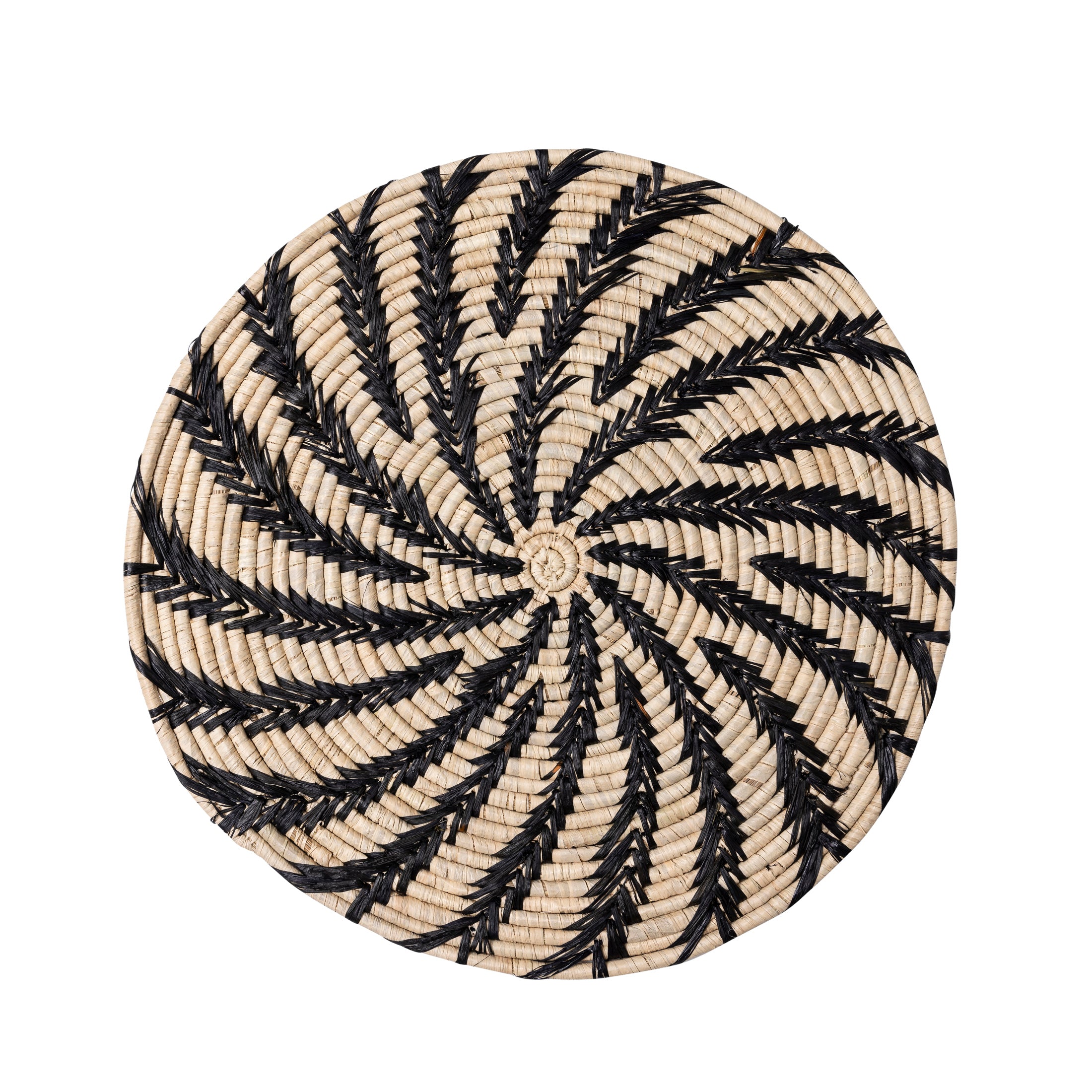 Raffia Placemats - Natural / Black Spiral (S/4)