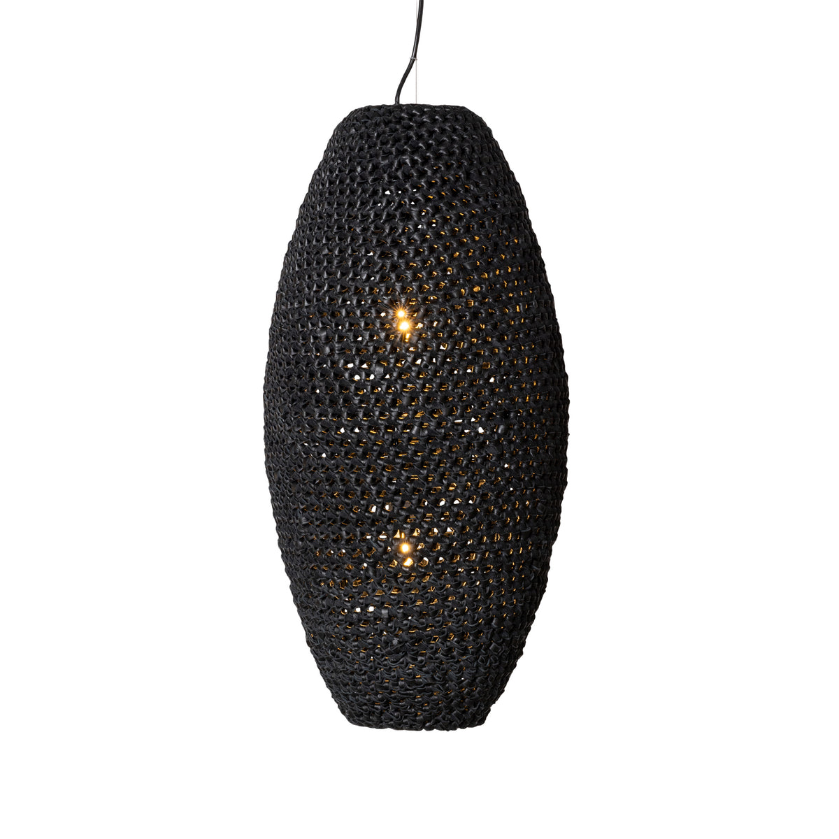 Large Crocheted Leather Pod Pendant