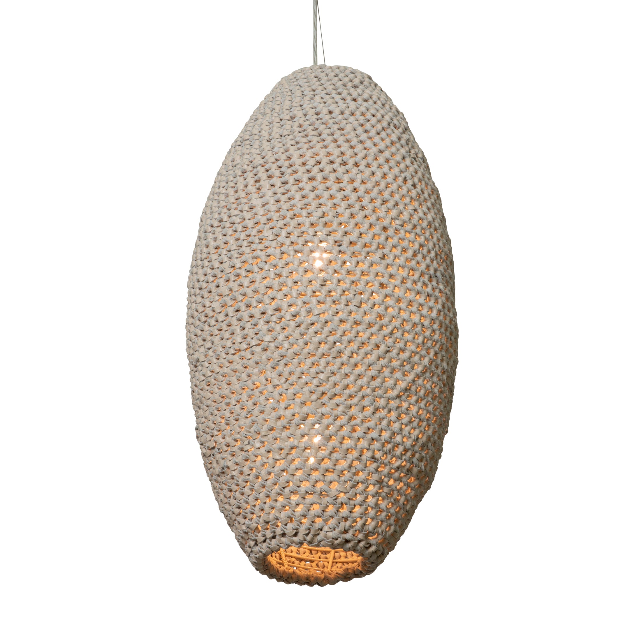 Large Crocheted Leather Pod Pendant