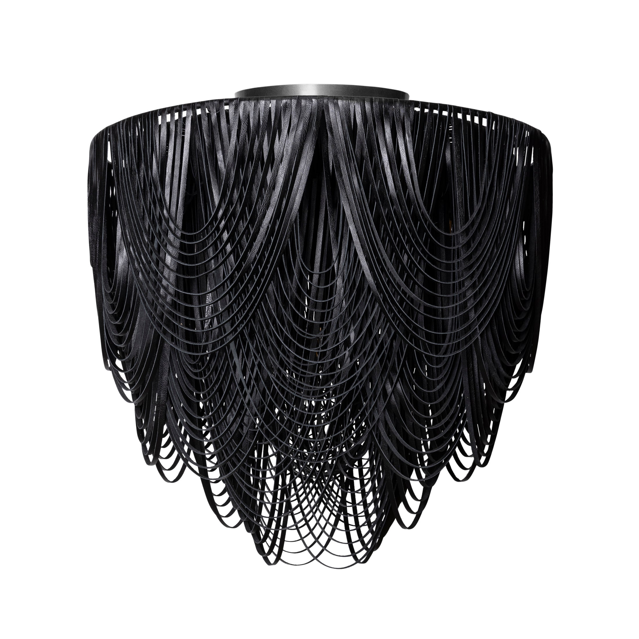 Large Round Whisper Flush Mount Leather Chandelier