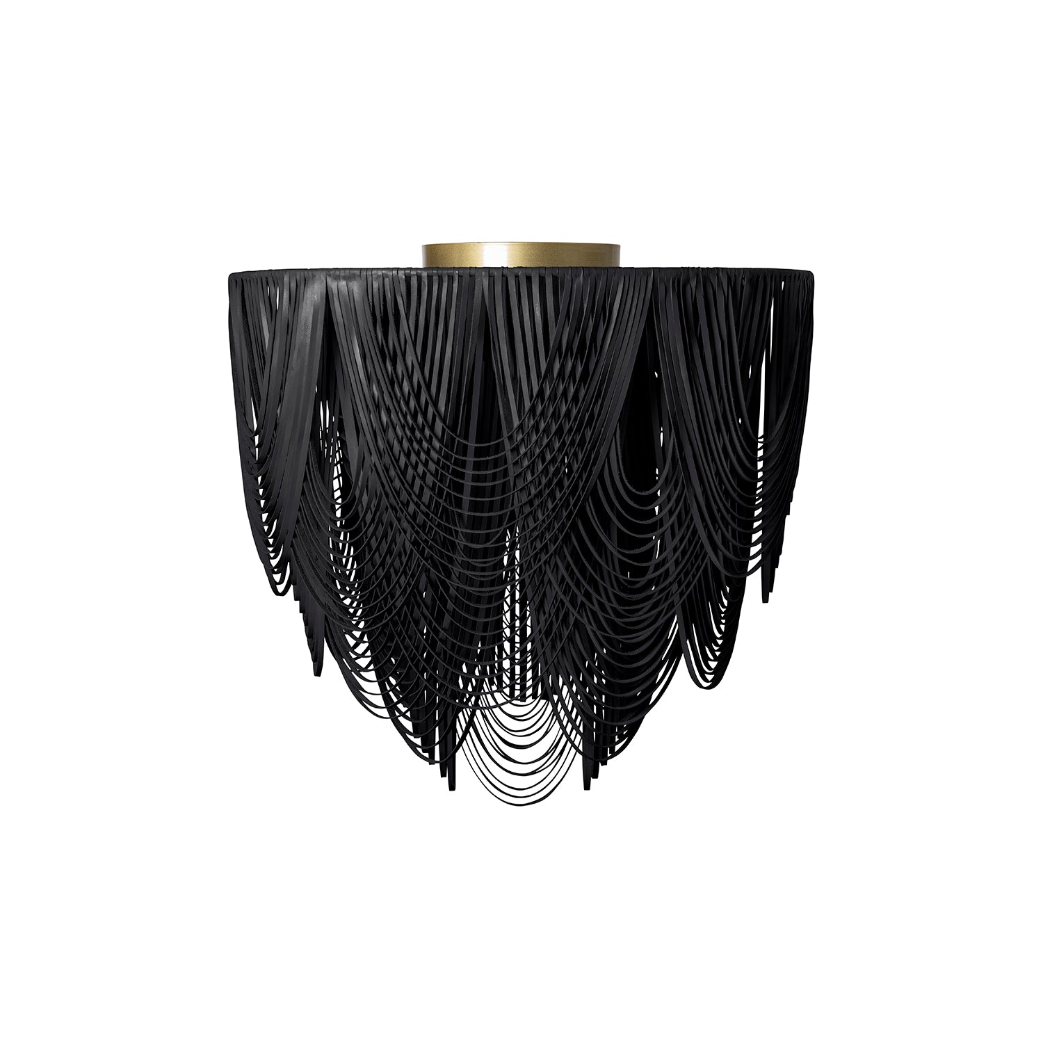 Large Round Whisper Flush Mount Leather Chandelier