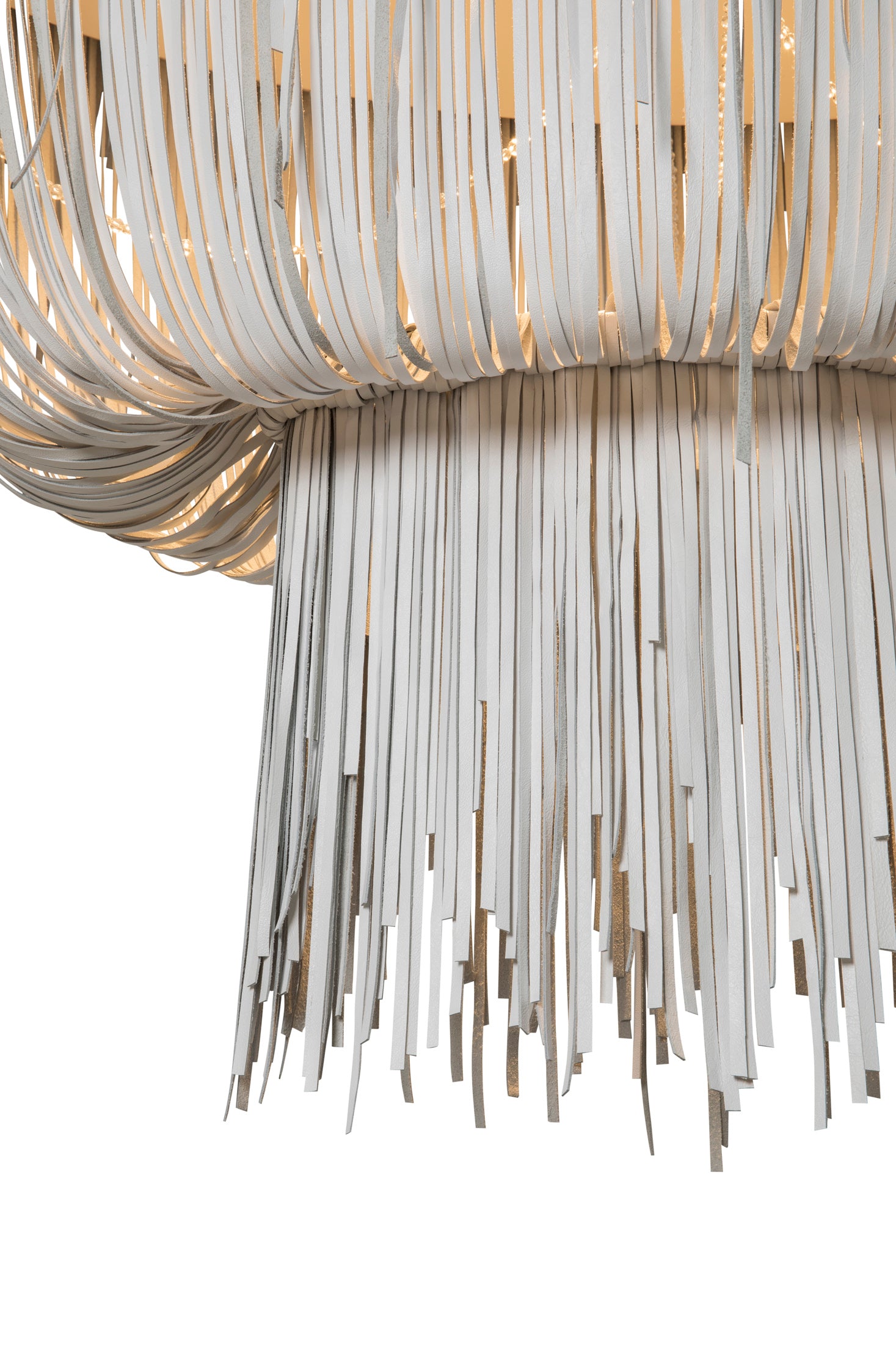 Medium Oval Urchin Flush Mount Leather Chandelier in Premium Leather