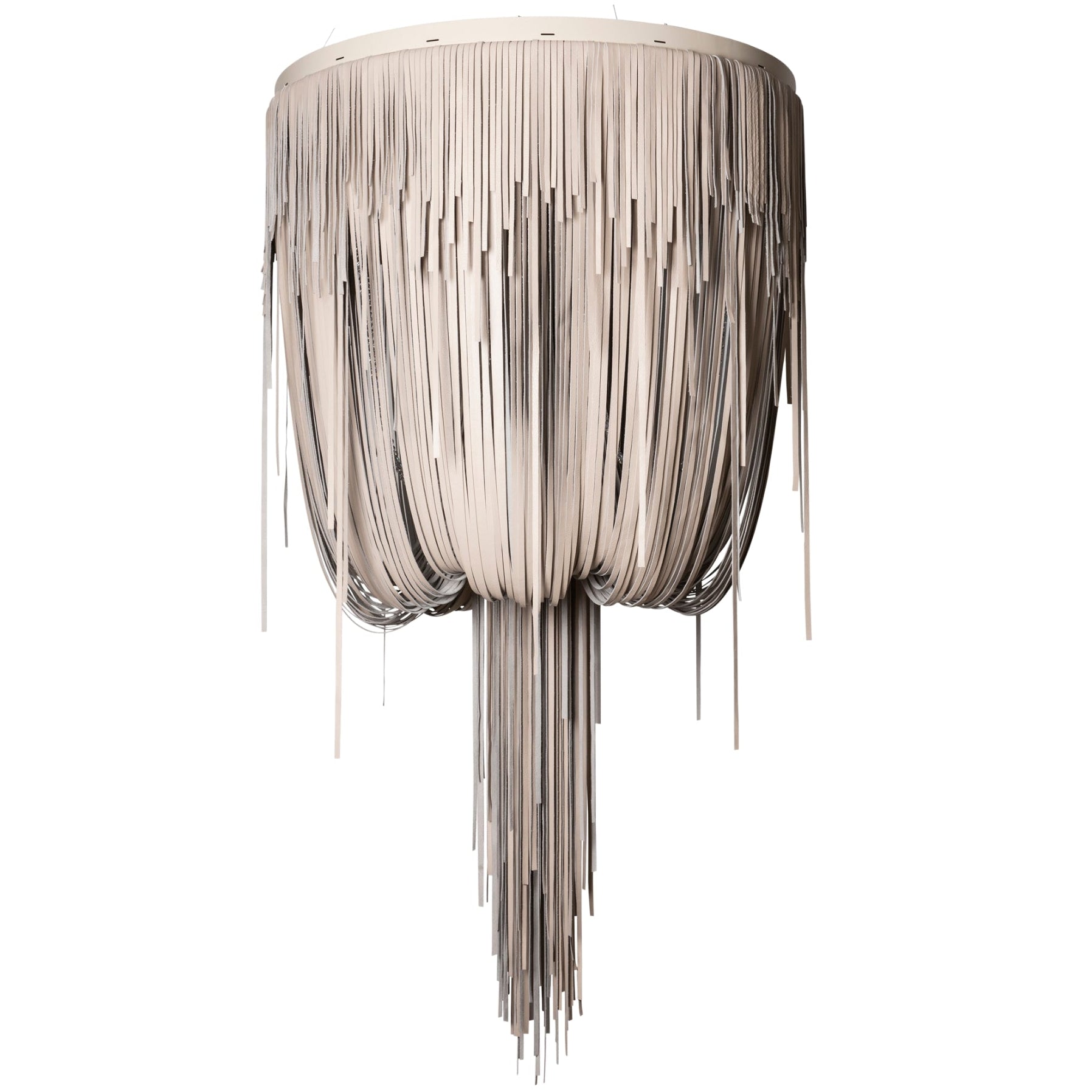 Medium Round Urchin Flush Mount Leather Chandelier