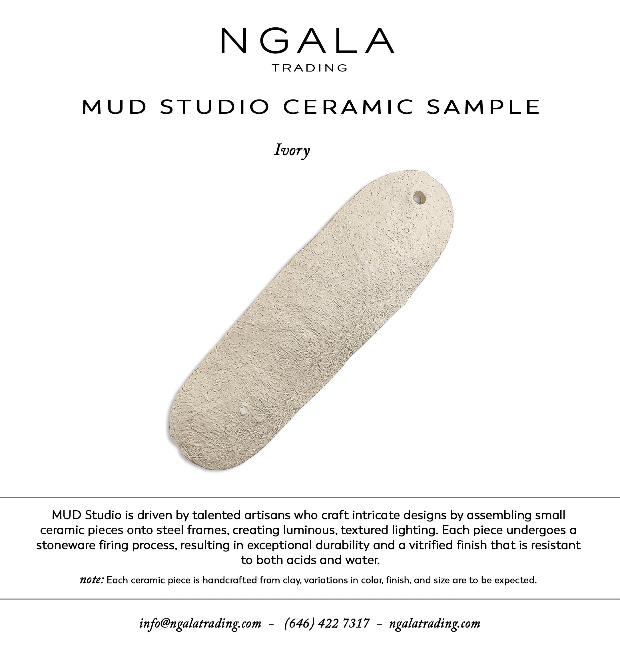 MUD Ceramic Leaf Sample - Ivory