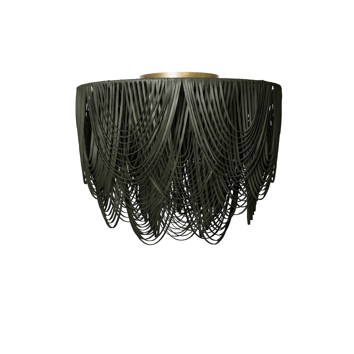 Medium Round Whisper Flush Mount Leather Chandelier