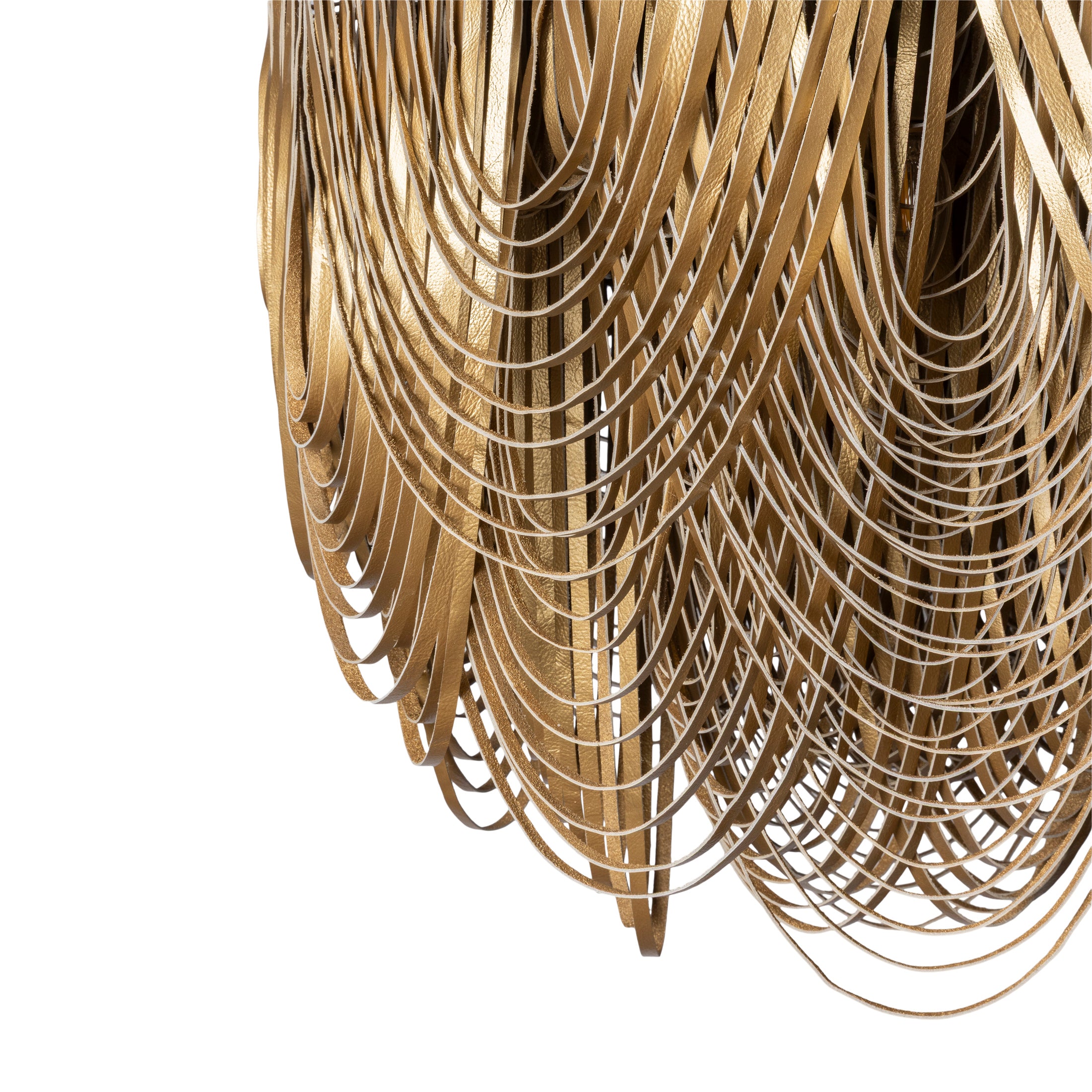 Medium Round Whisper with Crown Leather Chandelier in Metallic Leather
