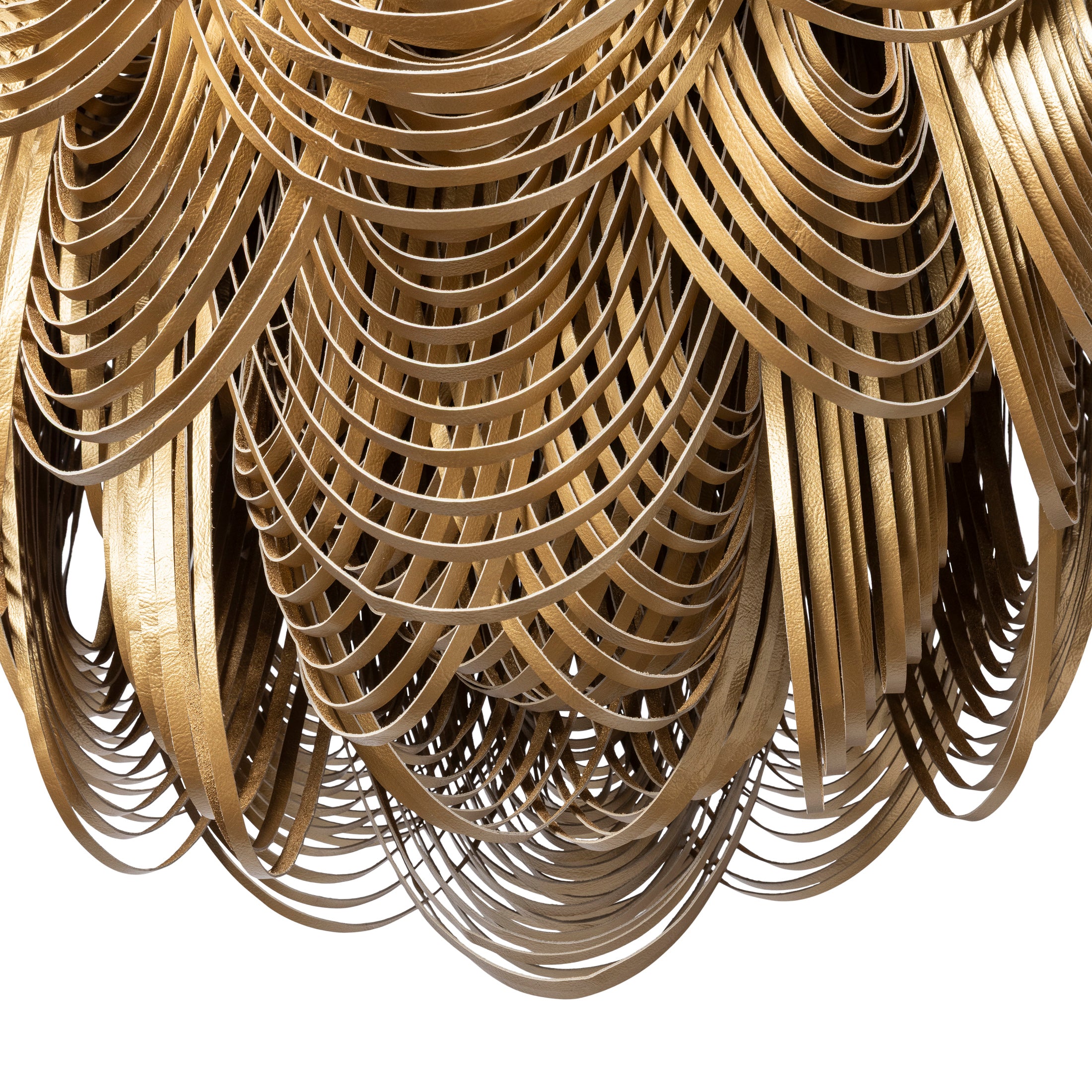 Medium Round Whisper with Crown Leather Chandelier in Metallic Leather