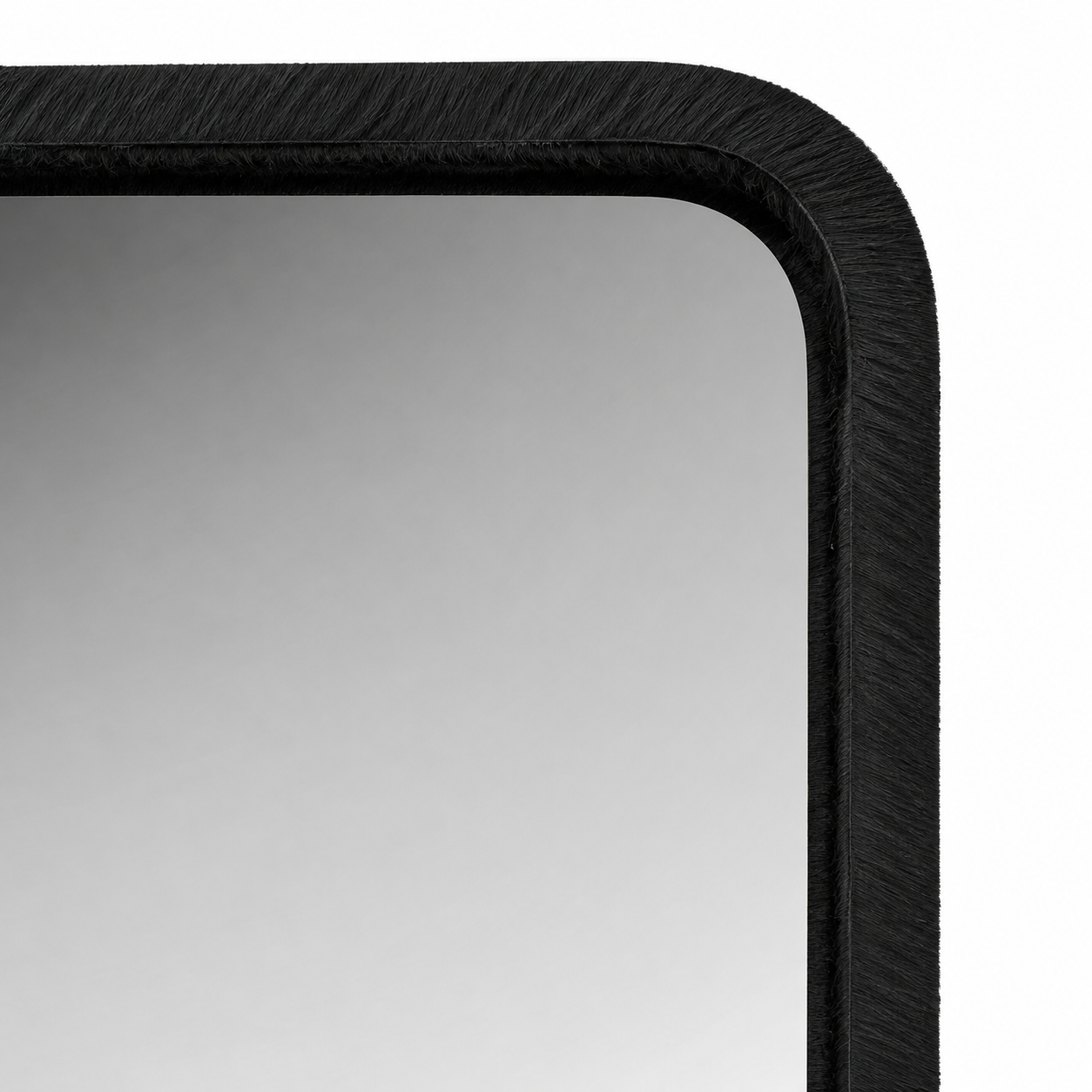 Bowhi Black Cow Hide Curved Mirror