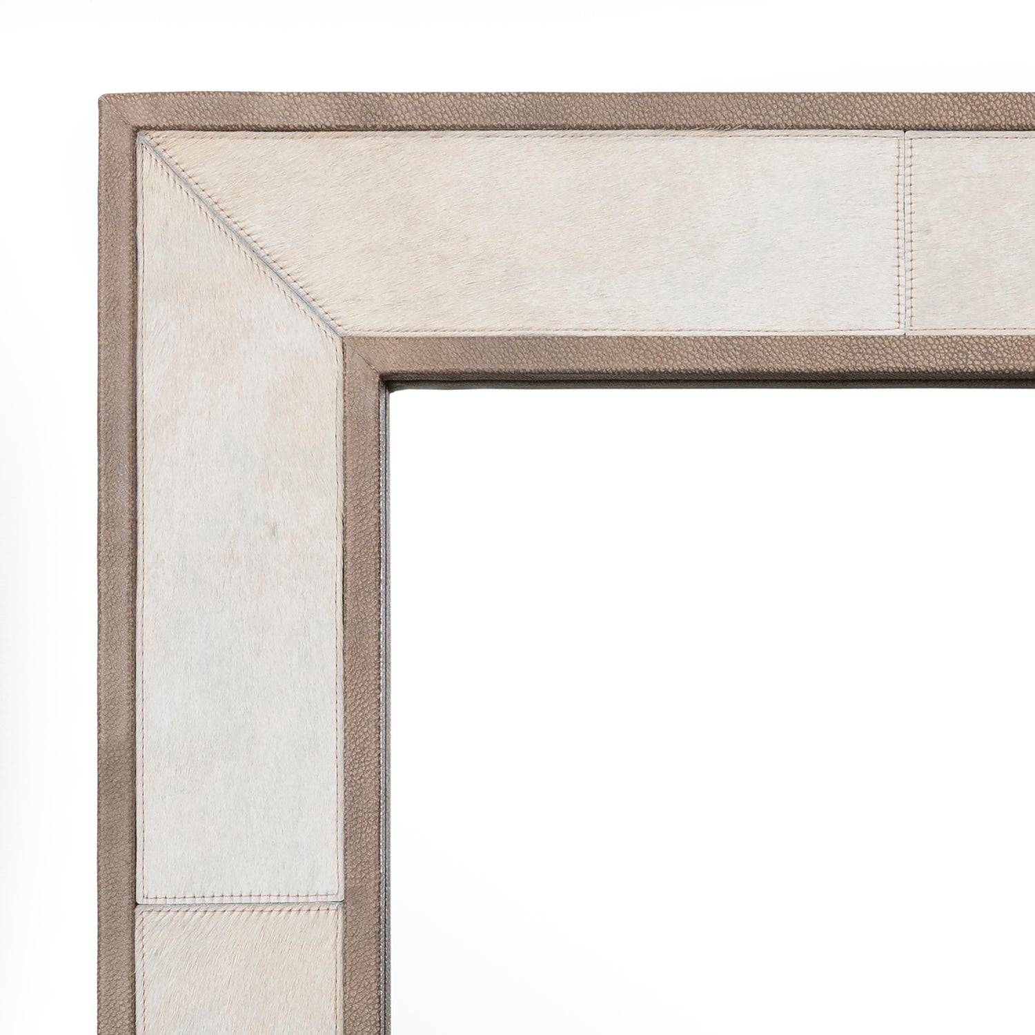 Ankole Cream Cow Hide Rectangle Mirror - Large