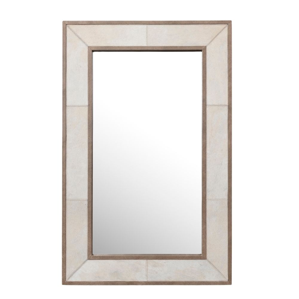 Ankole Cream Cow Hide Rectangle Mirror - Large