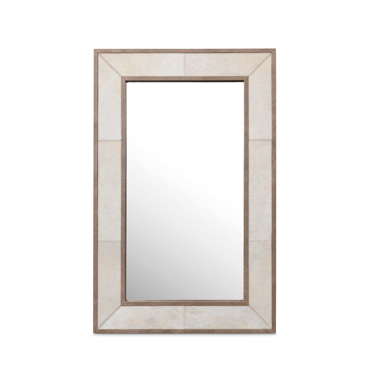 Ankole Cream Cow Hide Rectangle Mirror - Large