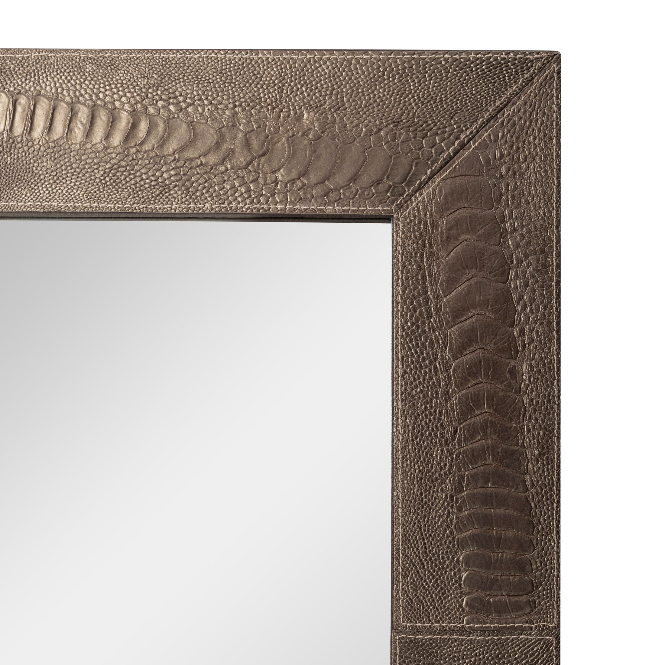Ostrich Shin Leather Rectangle Mirror - Old Gold