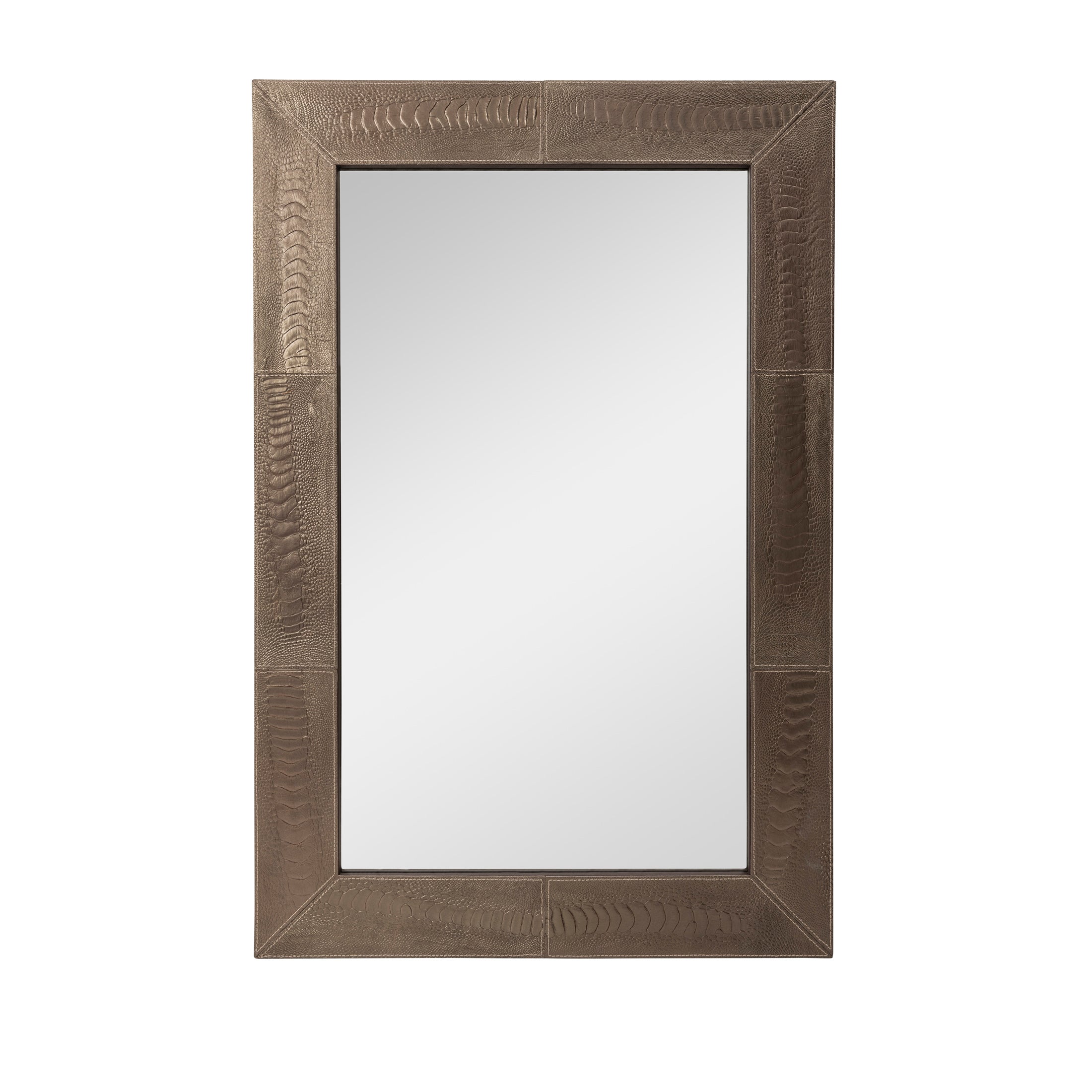 Ostrich Shin Leather Rectangle Mirror - Old Gold