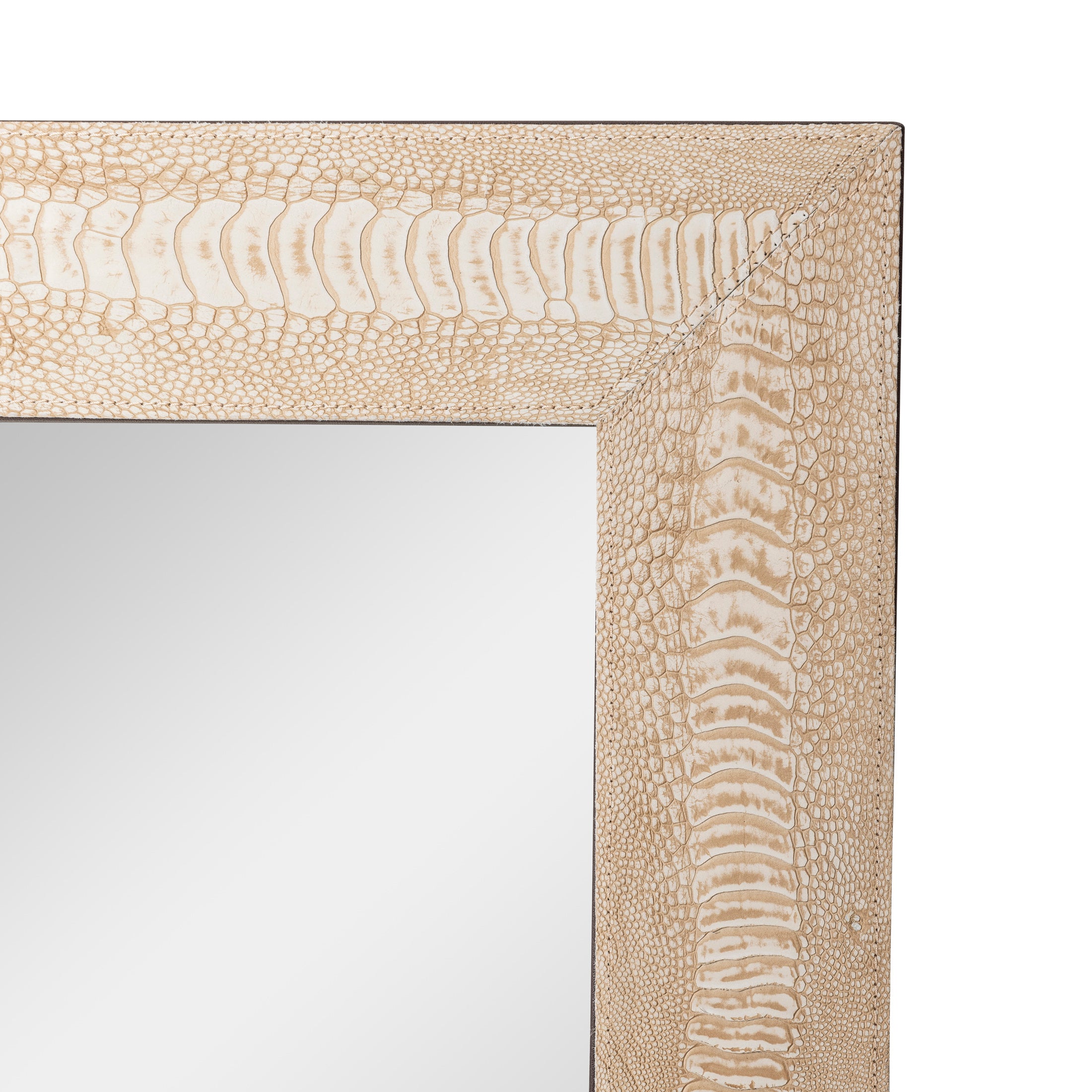 Ostrich Shin Leather Rectangle Mirror - Stone Washed