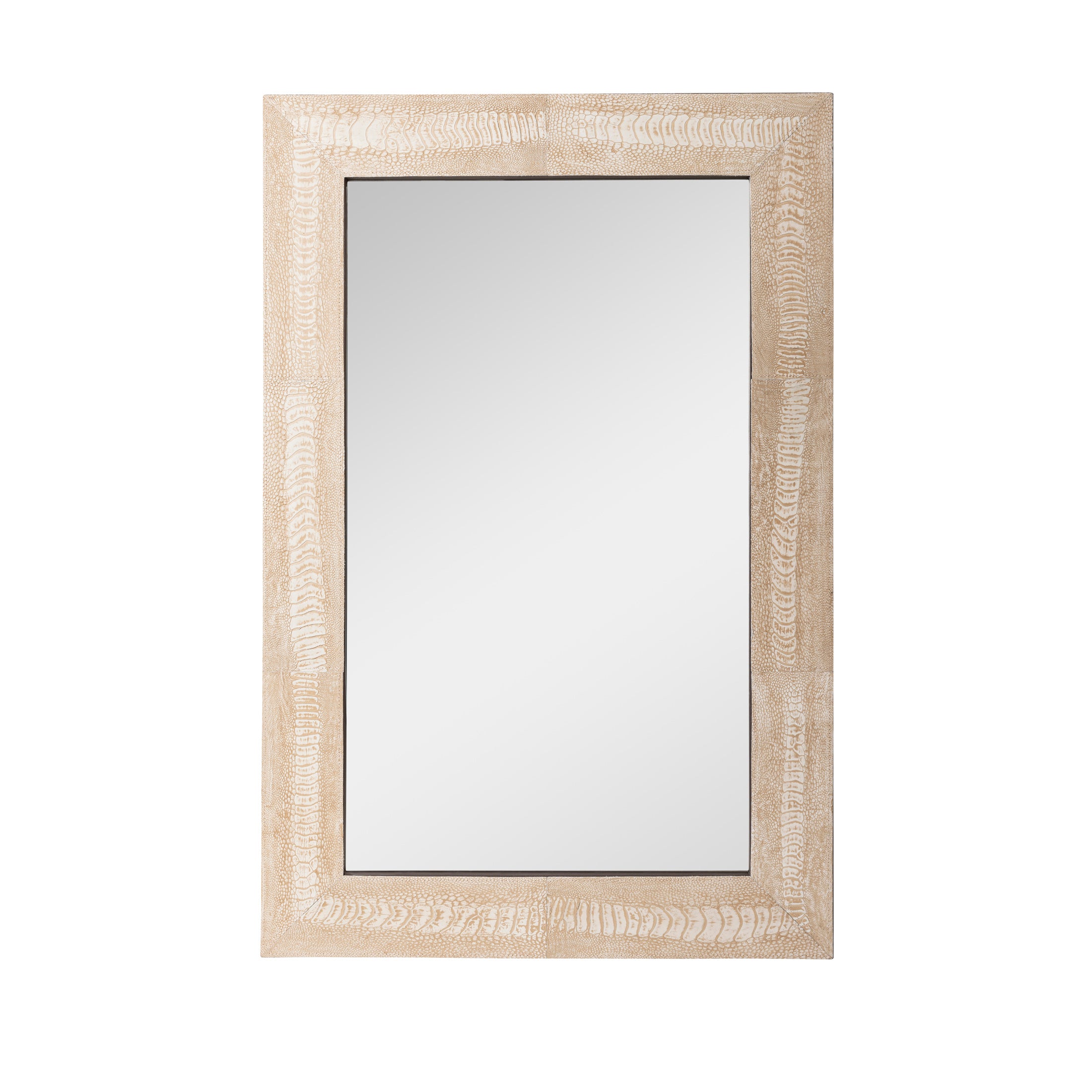 Ostrich Shin Leather Rectangle Mirror - Stone Washed