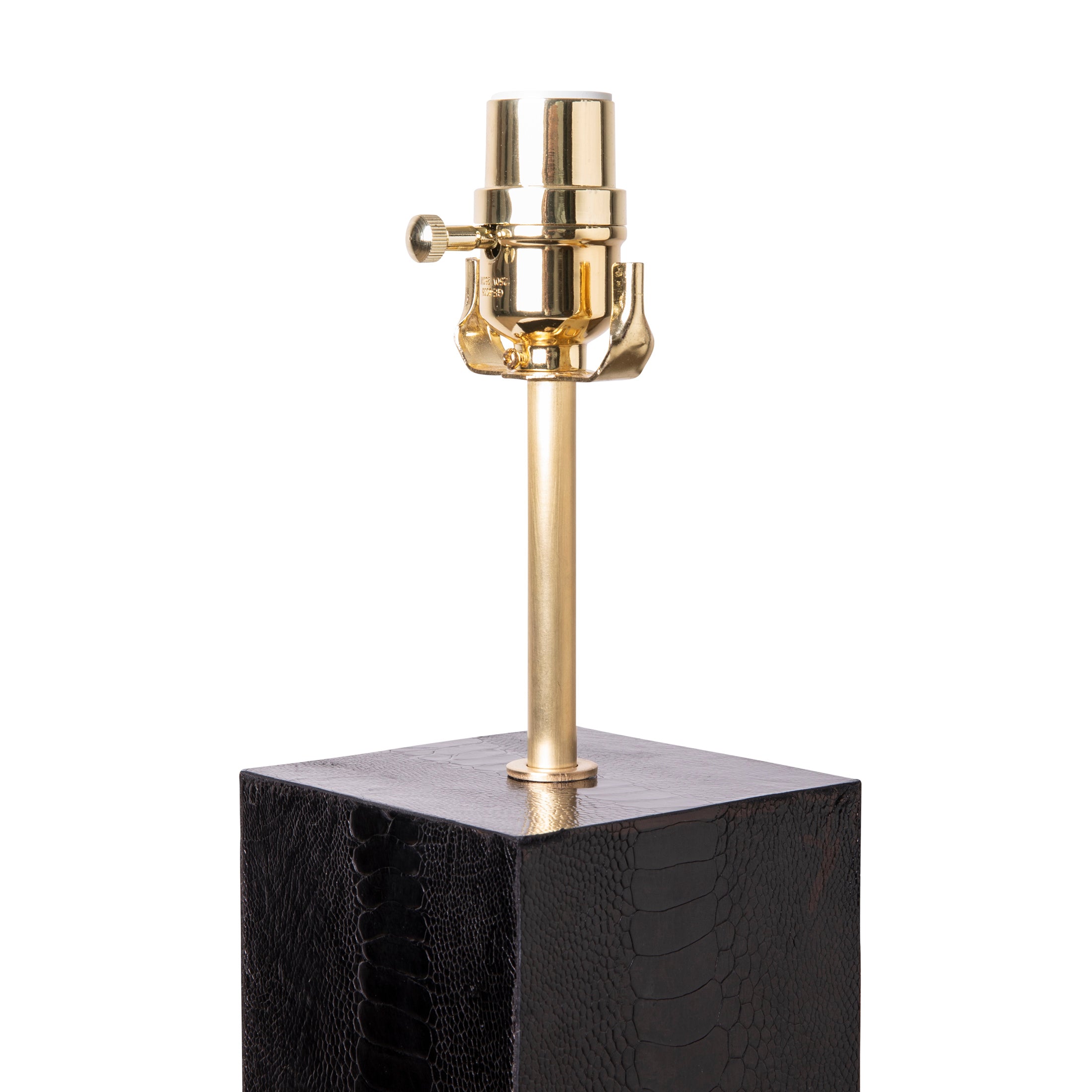 Keira Column Table Lamp in Black Ostrich Shin