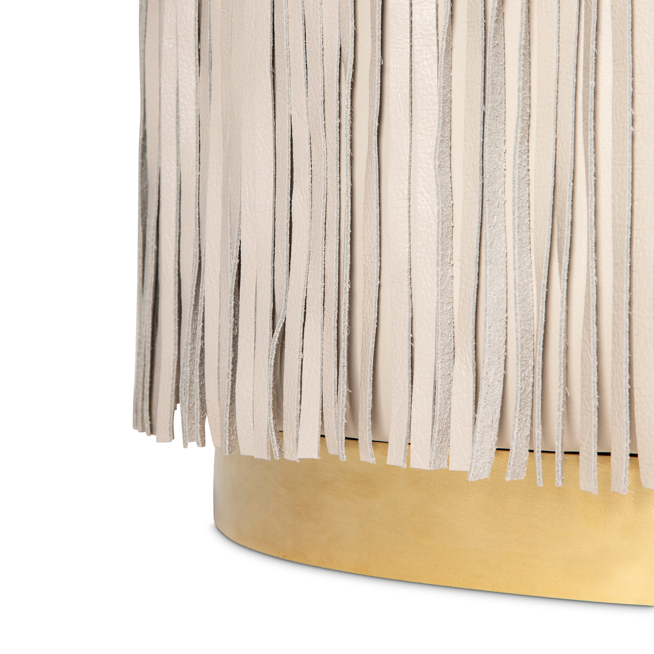 Nerissa Leather Fringe Chair in Cream-Stone Leather