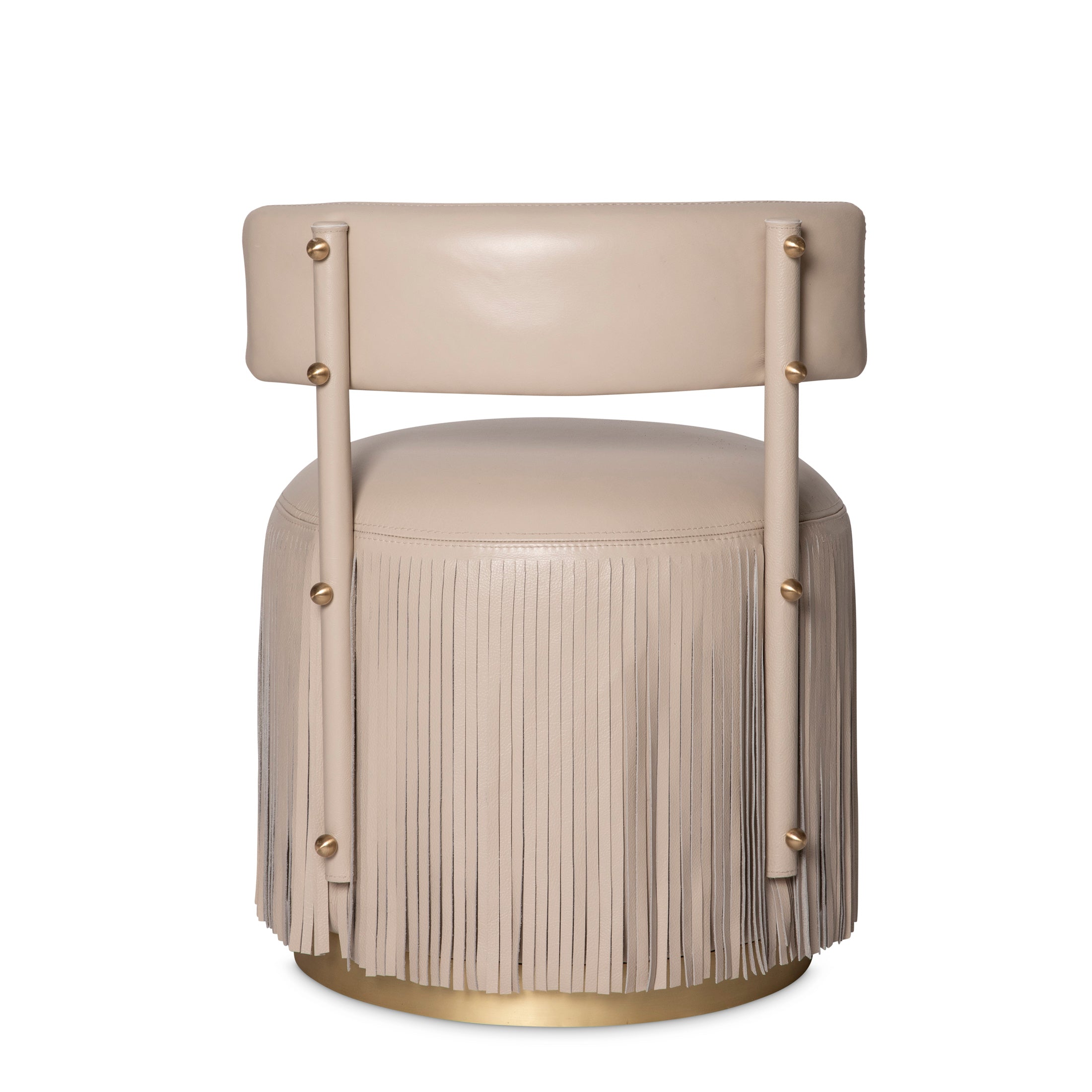 Nerissa Leather Fringe Chair in Cream-Stone Leather