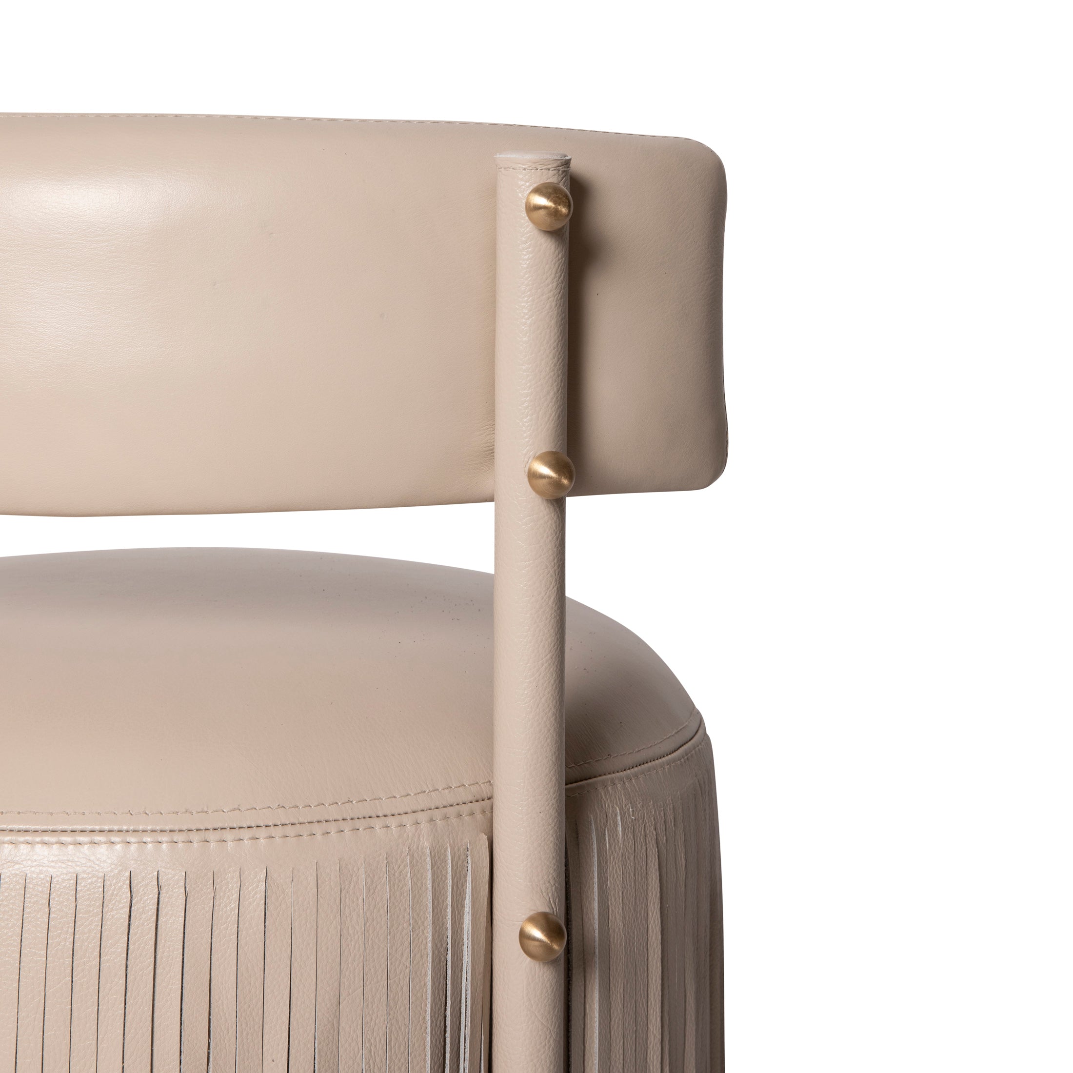 Nerissa Leather Fringe Chair in Cream-Stone Leather