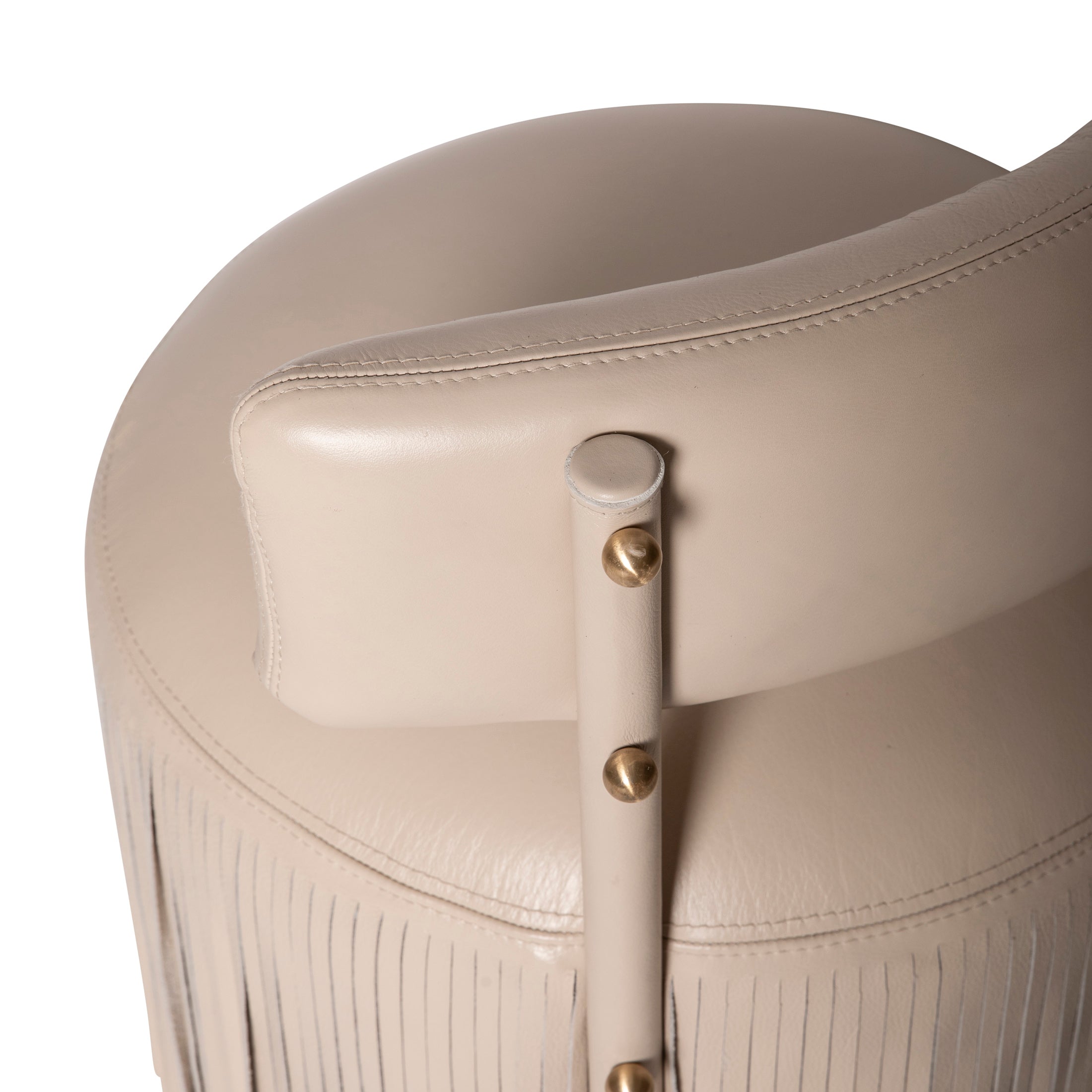 Nerissa Leather Fringe Chair in Cream-Stone Leather