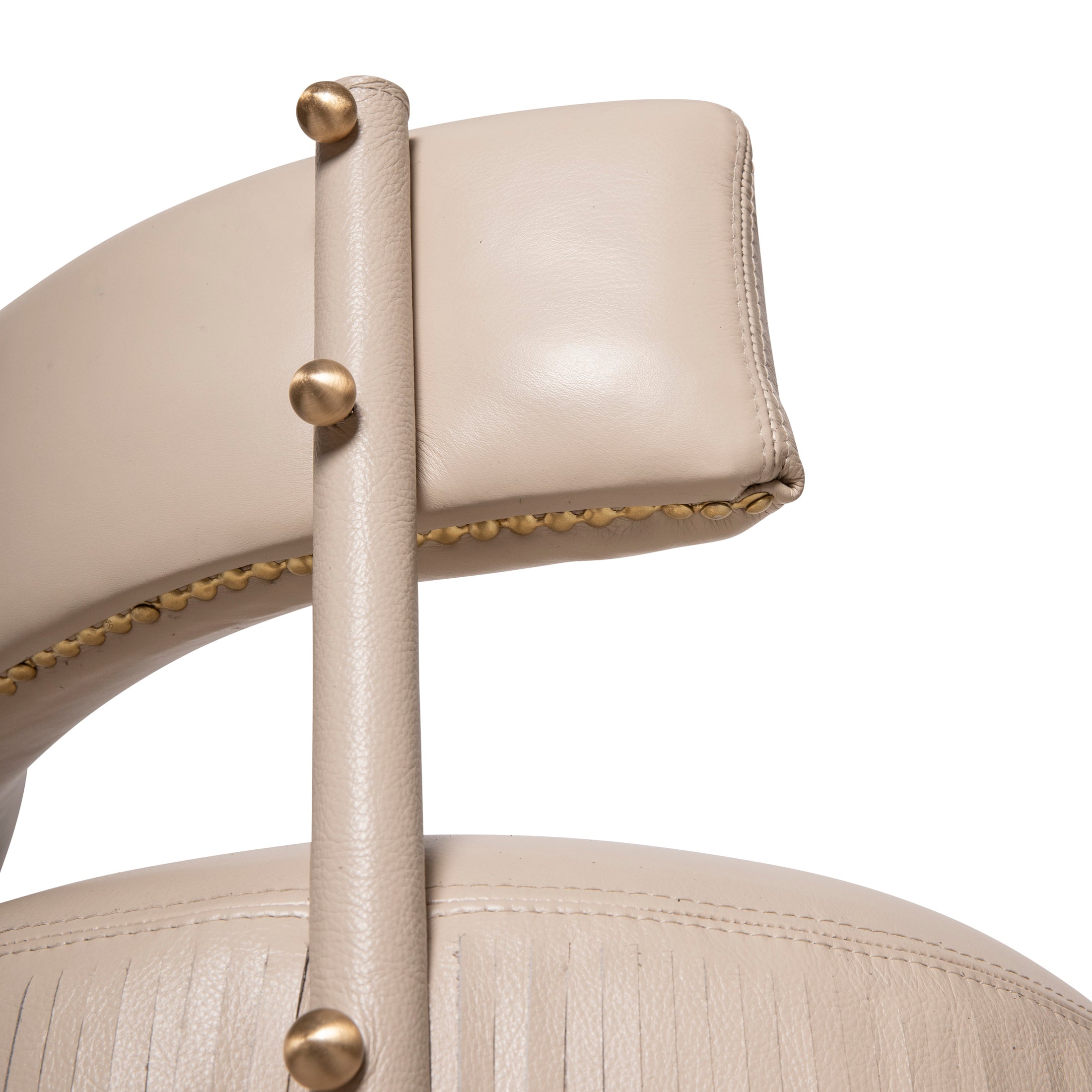 Nerissa Leather Fringe Chair in Cream-Stone Leather